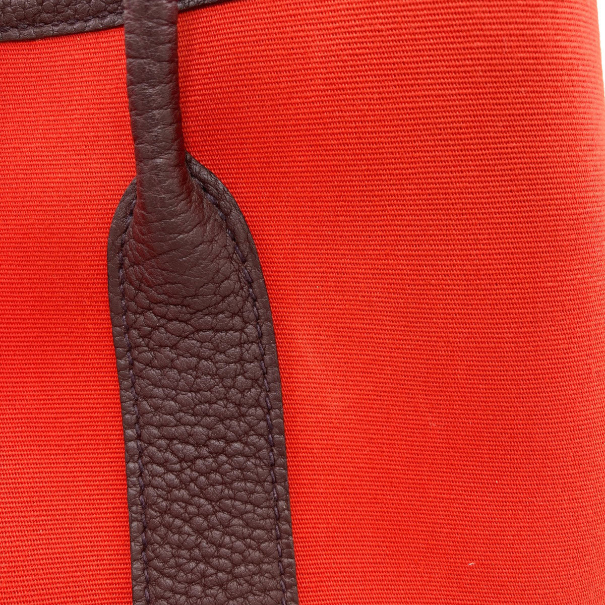 Hermes Garden Red Color Toile Officier Handbag (Pre-Owned)
