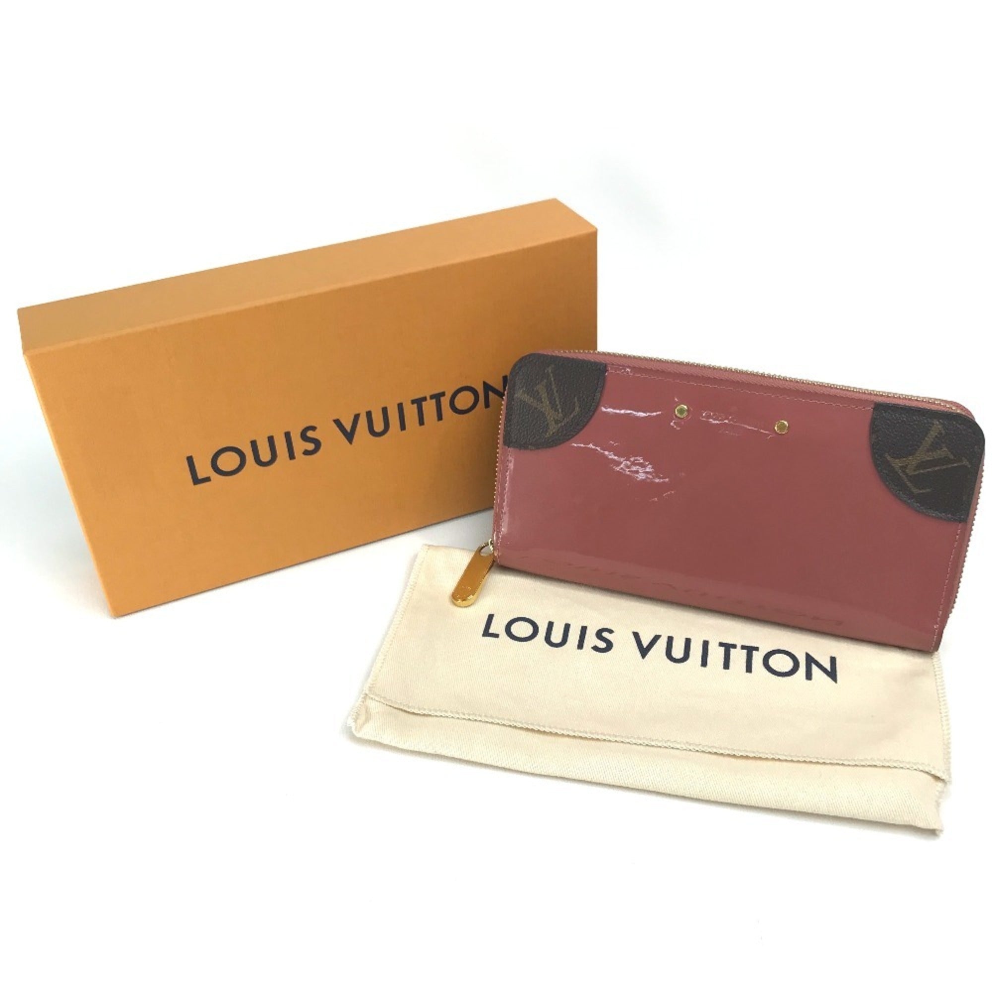 Louis Vuitton Monogram Monogram Pink Beige Monogram Patent Leather Long Wallet (Bi-Fold) (Pre-Owned)