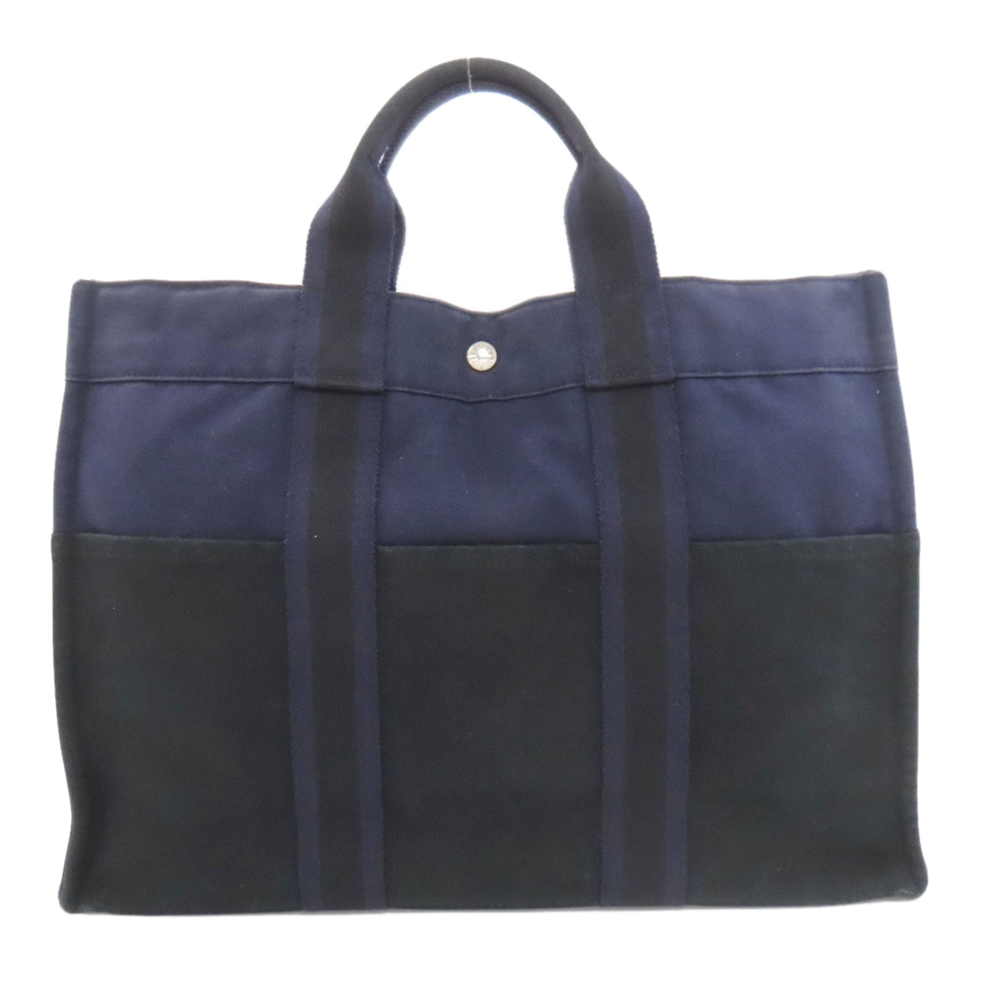 Hermes Navy Canvas Handbag (Pre-Owned)