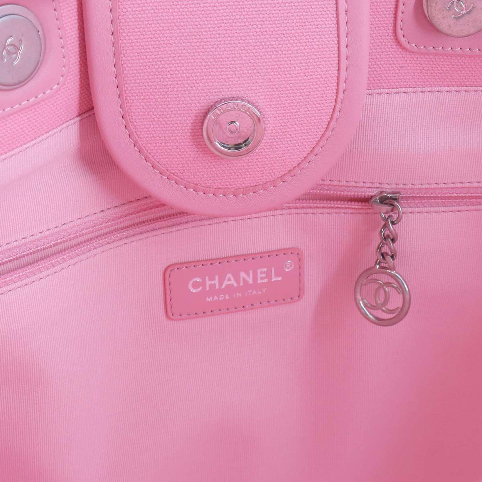 Chanel Blue Pink Canvas Handbag Pouch Tote Bag (Pre-Owned)