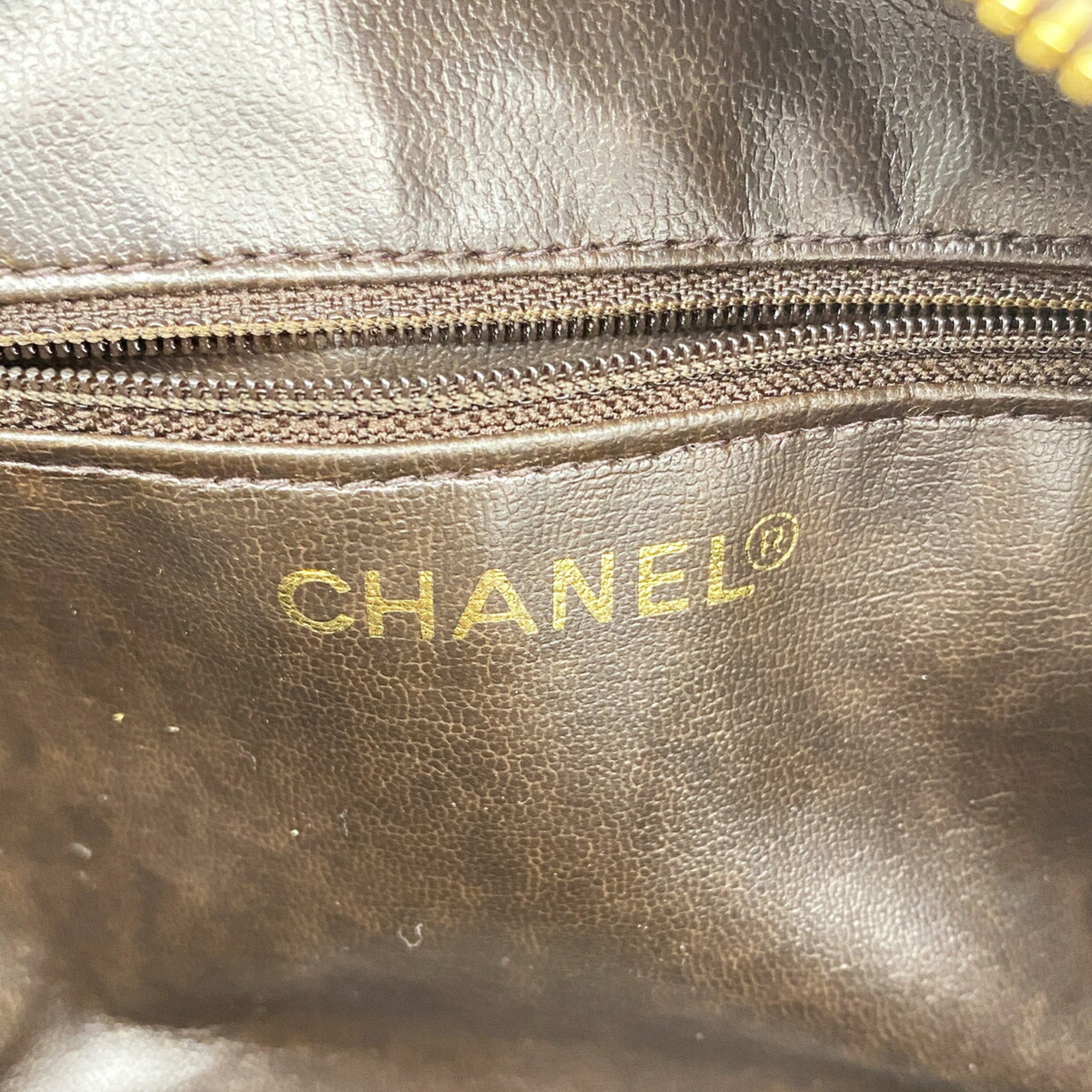 Chanel Dark Brown Grained Calfskin Pouch (Pre-Owned)