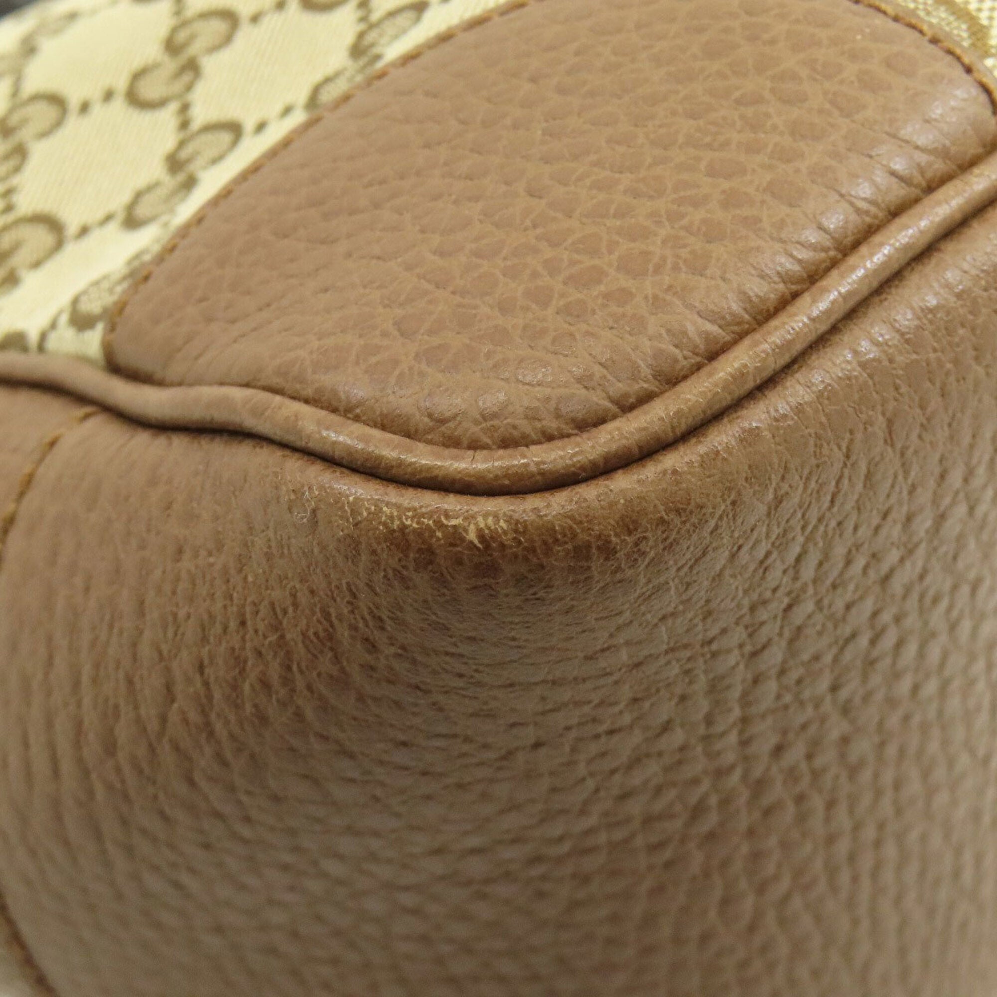 Gucci Brown Canvas Leather Handbag (Pre-Owned)