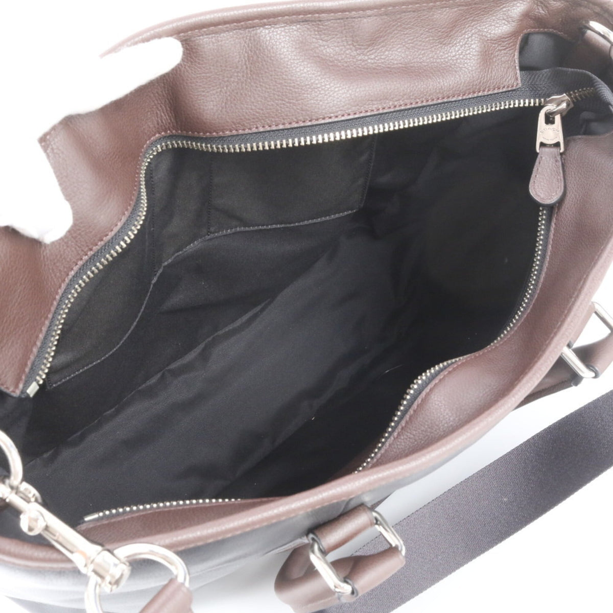Coach Black Brown Leather Shoulder Bag Tote Bag (Pre-Owned)