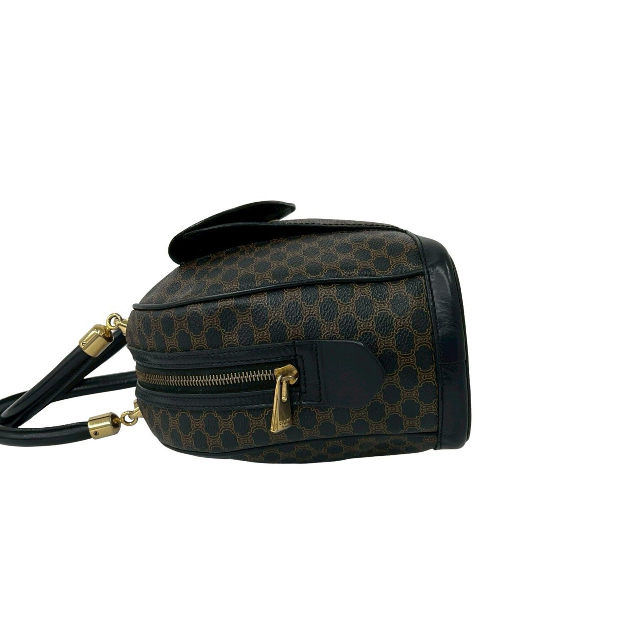 Celine Brown Leather Pvc Boston Bag Handbag (Pre-Owned)