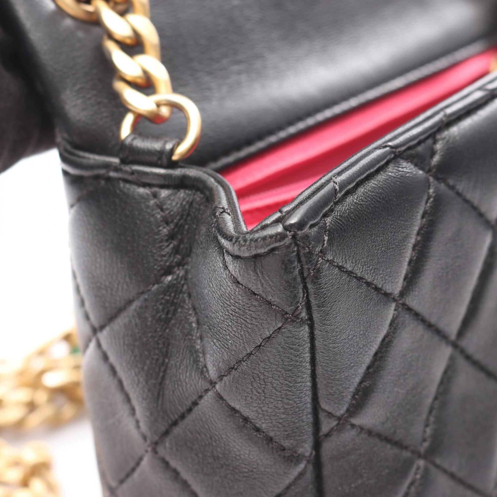 Chanel Black Leather Handbag Shoulder Bag (Pre-Owned)