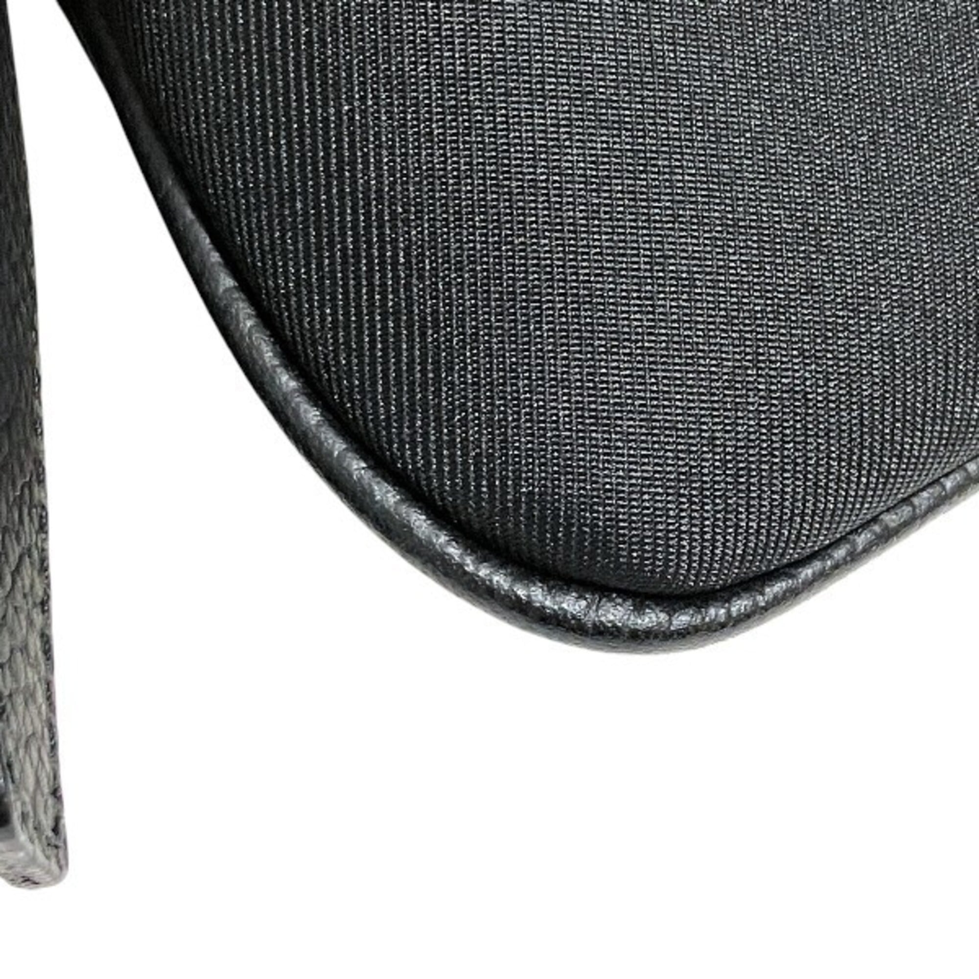 Burberry Beige Black Canvas Leather Handbag Shoulder Bag (Pre-Owned)