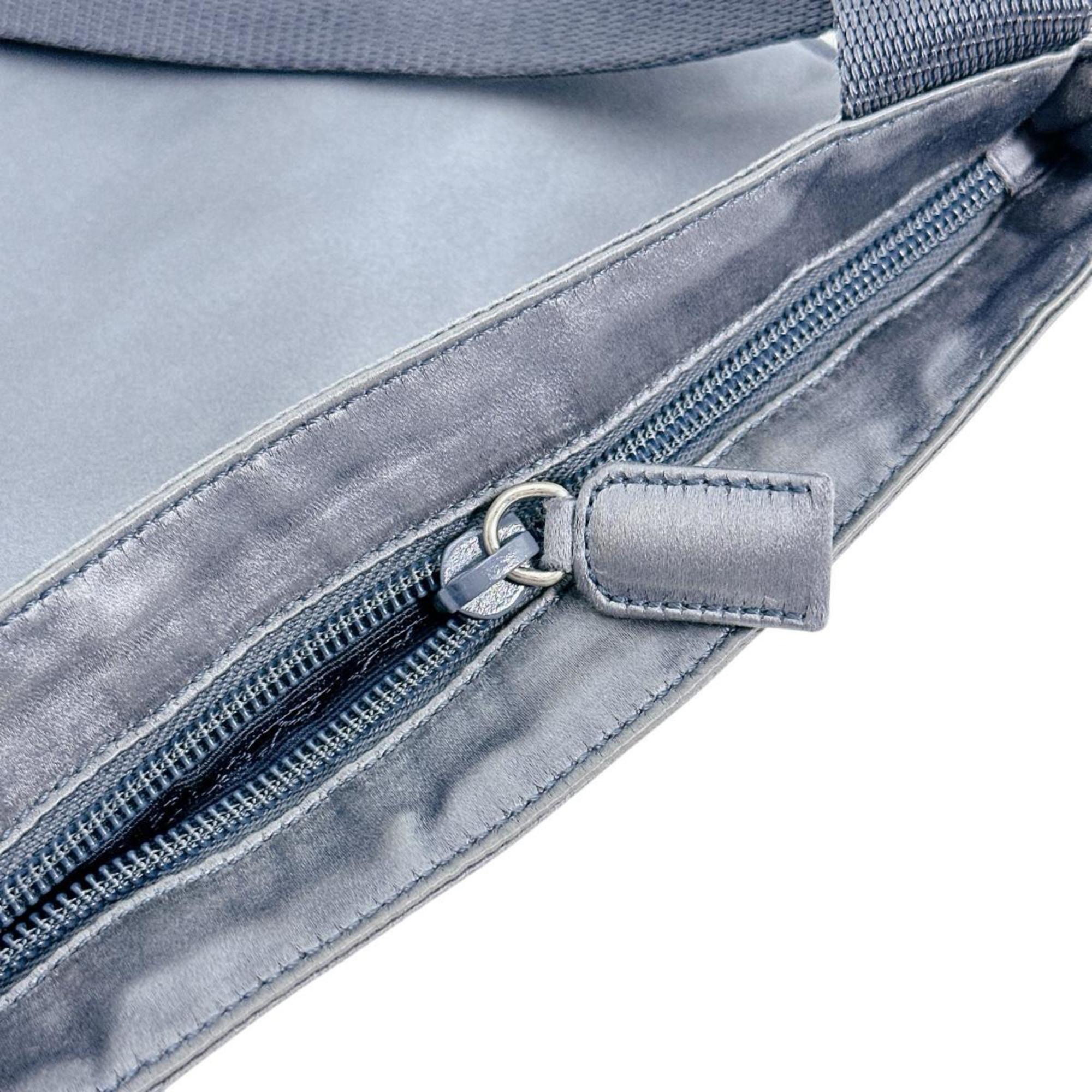 Prada Gray Satin Pochette Shoulder Bag (Pre-Owned)