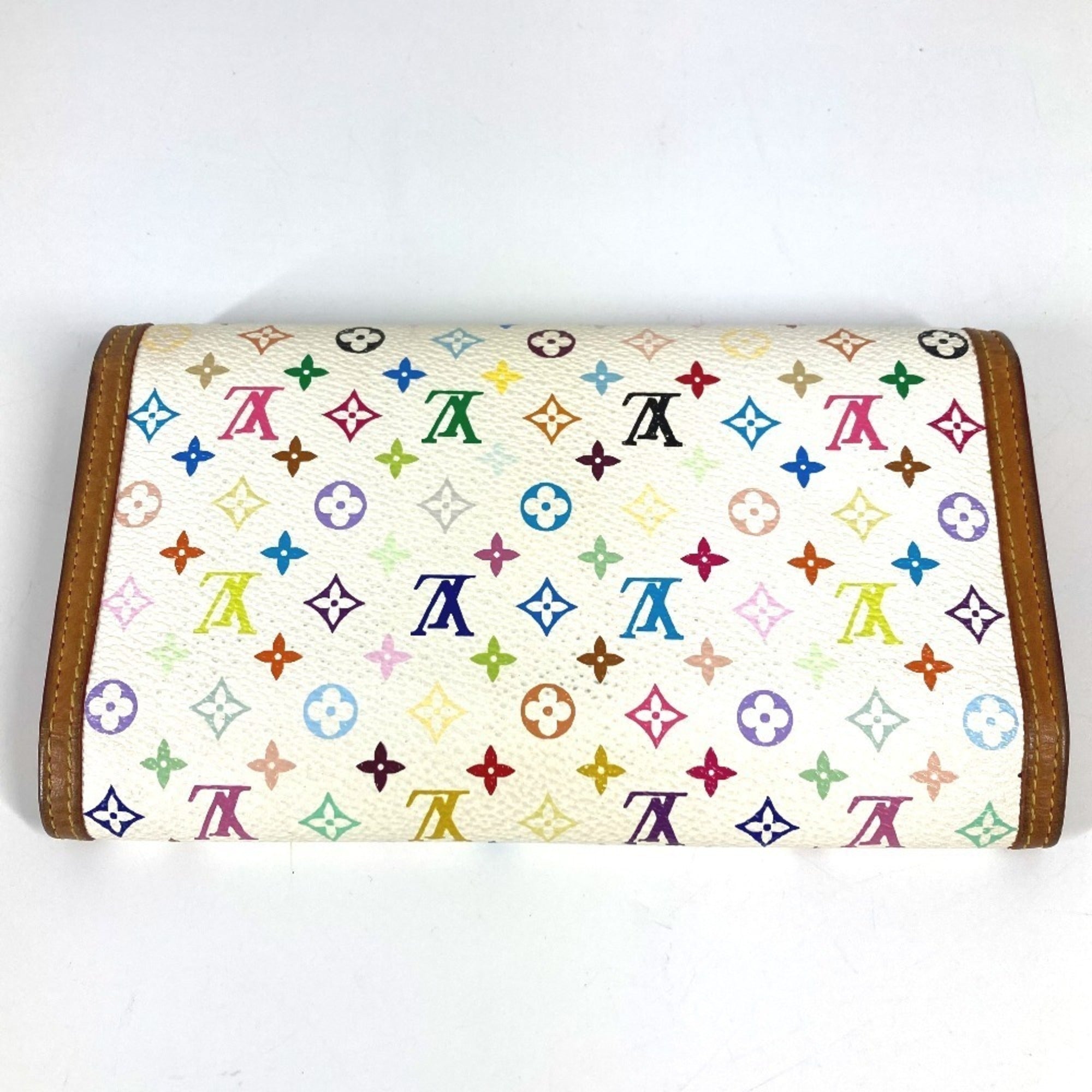 Louis Vuitton Blanc White Monogram Multicolore Wallet (Tri-Fold) (Pre-Owned)