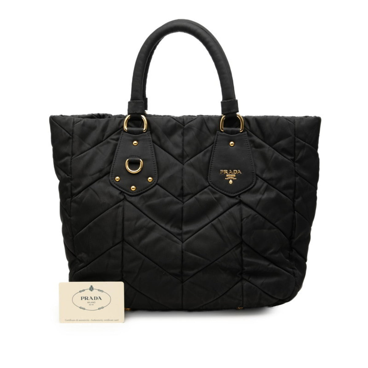 Prada Black Gold Nylon Tote Bag (Pre-Owned)
