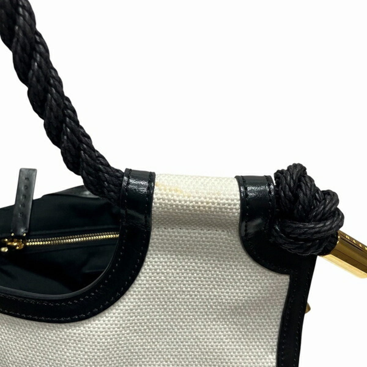 Marni Black White Canvas Handbag Tote Bag (Pre-Owned)