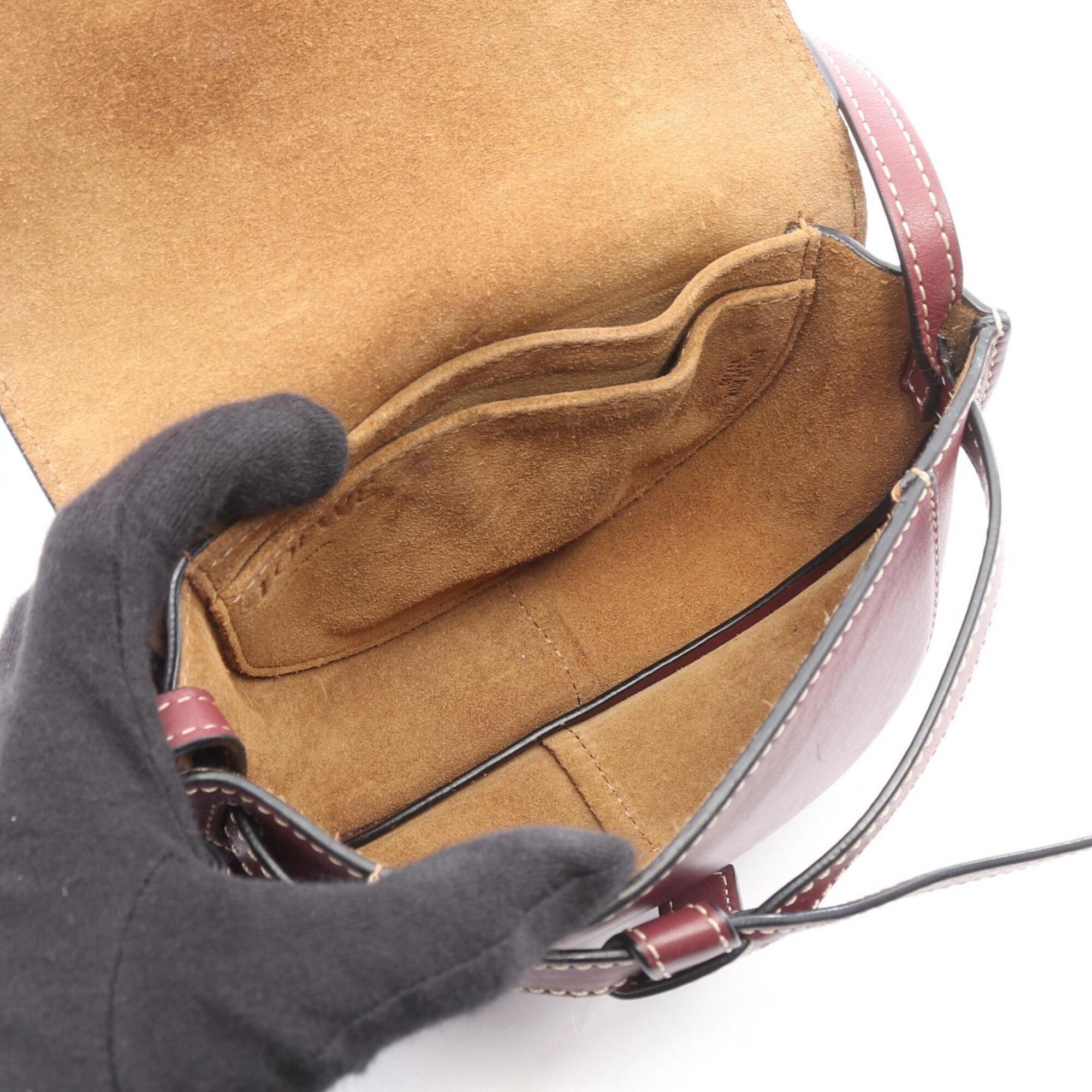 Loewe Bordeaux Leather Handbag Shoulder Bag (Pre-Owned)