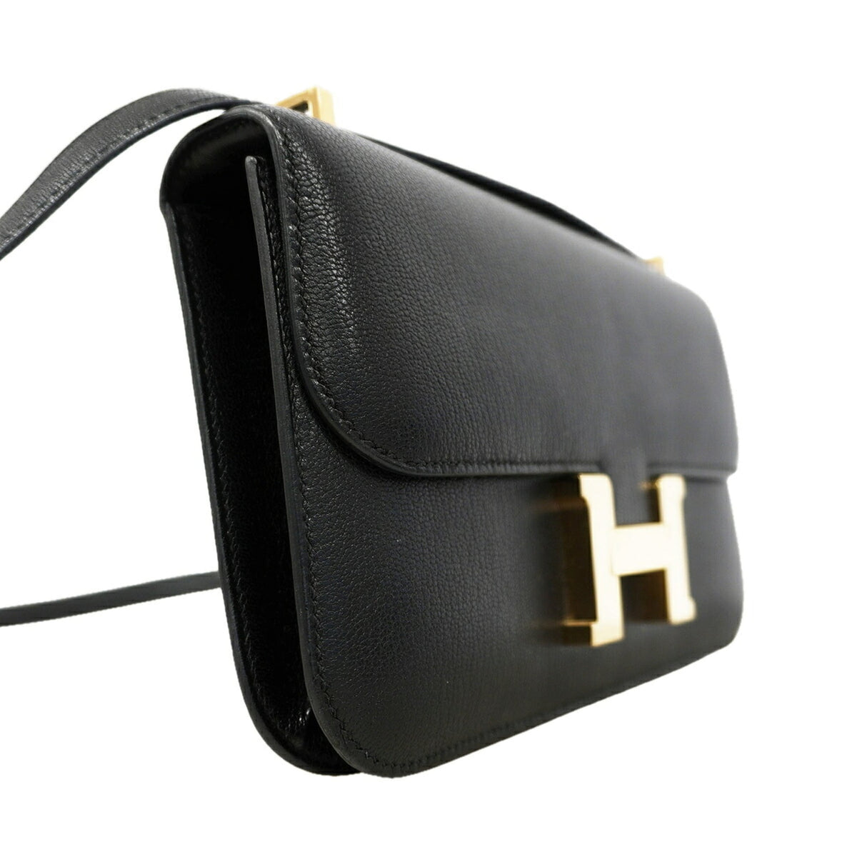 Hermes Black Chevre Myzore Leather Shoulder Bag (Pre-Owned)