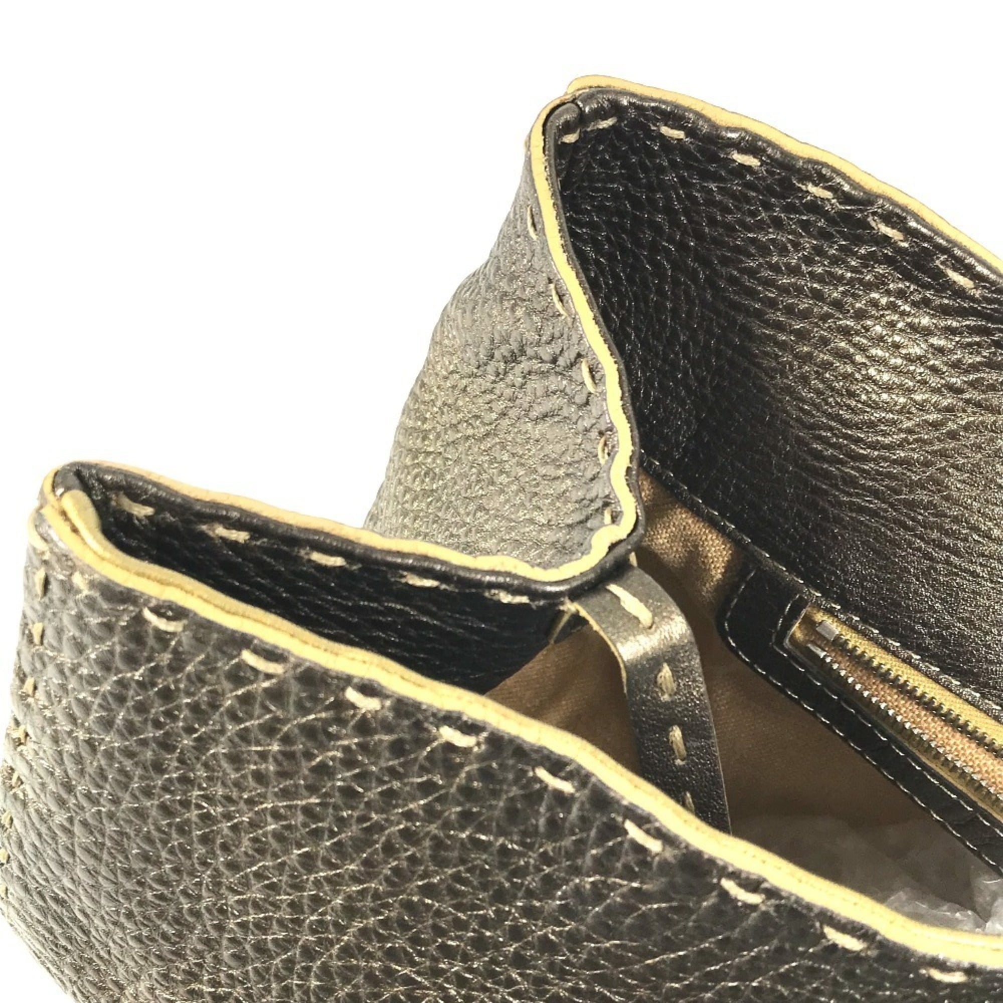 Fendi Selleria Metallic Gold Leather Handbag Tote Bag (Pre-Owned)