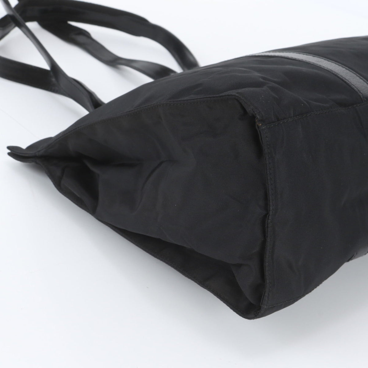 Prada Black Leather Nylon Shoulder Bag Tote Bag (Pre-Owned)