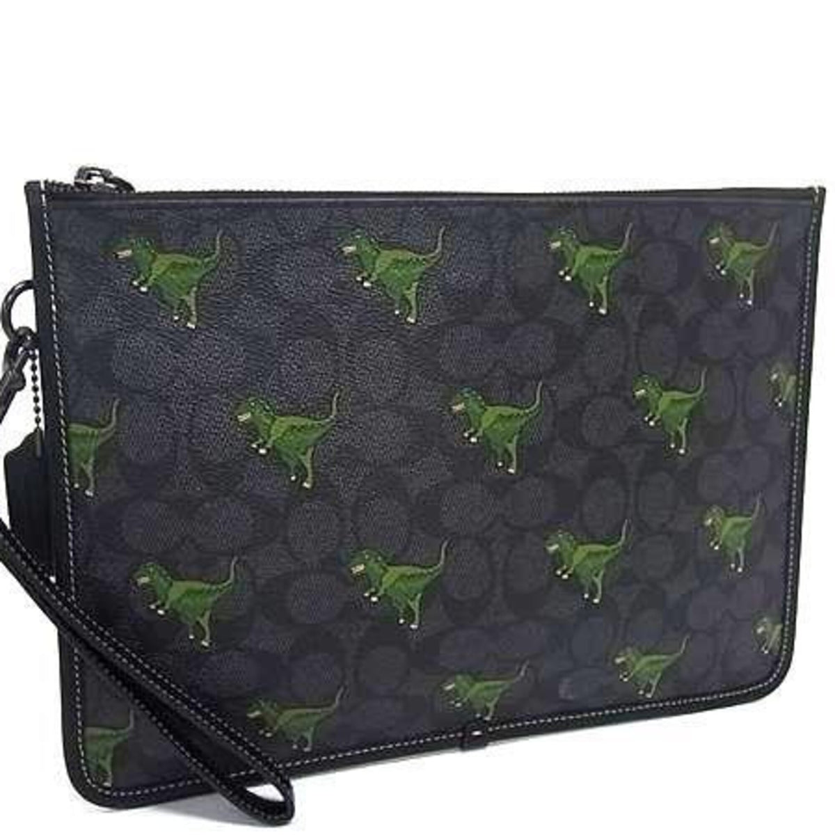 Coach Signature Black Pvc Leather Pouch (Pre-Owned)