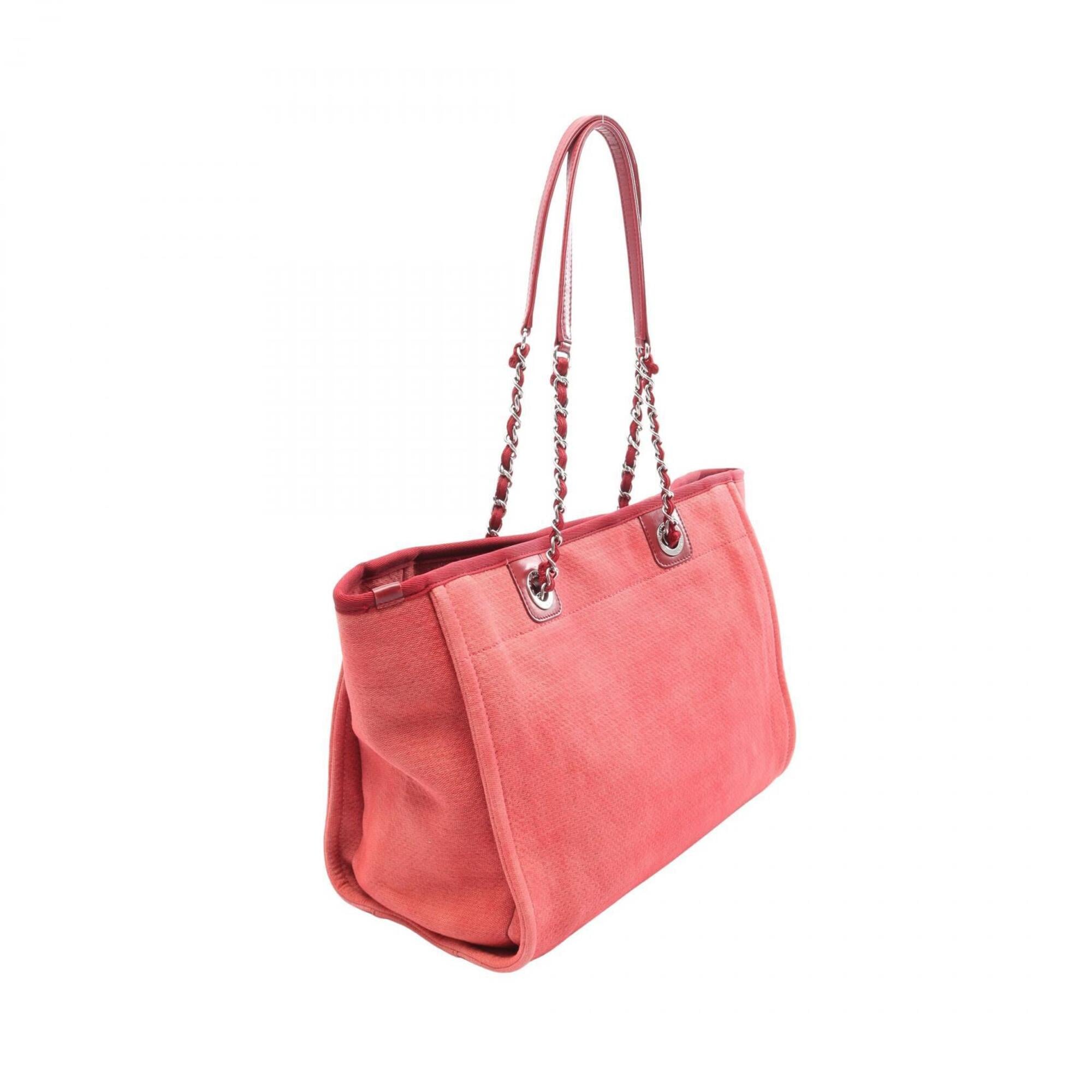 Chanel Bordeaux Red Color Canvas Leather Handbag Tote Bag (Pre-Owned)