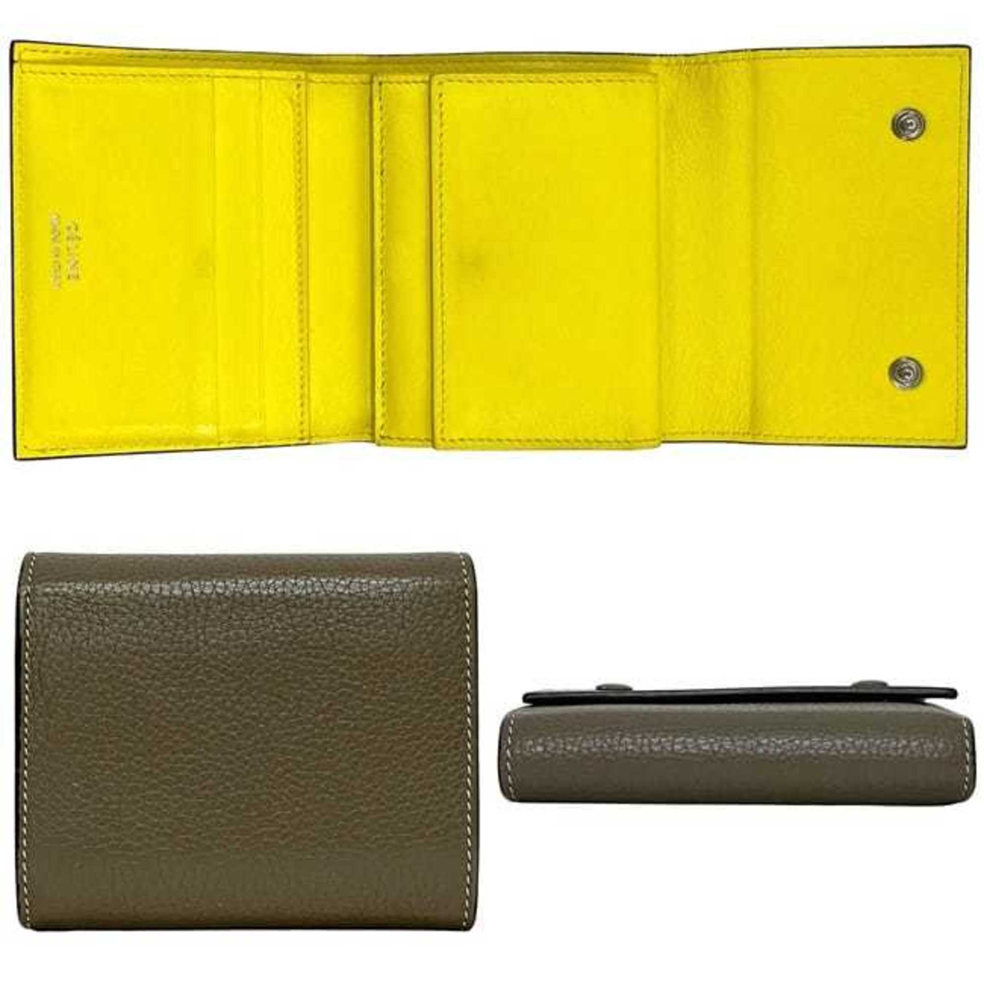 Celine Gray Yellow Leather Wallet (Tri-Fold) (Pre-Owned)
