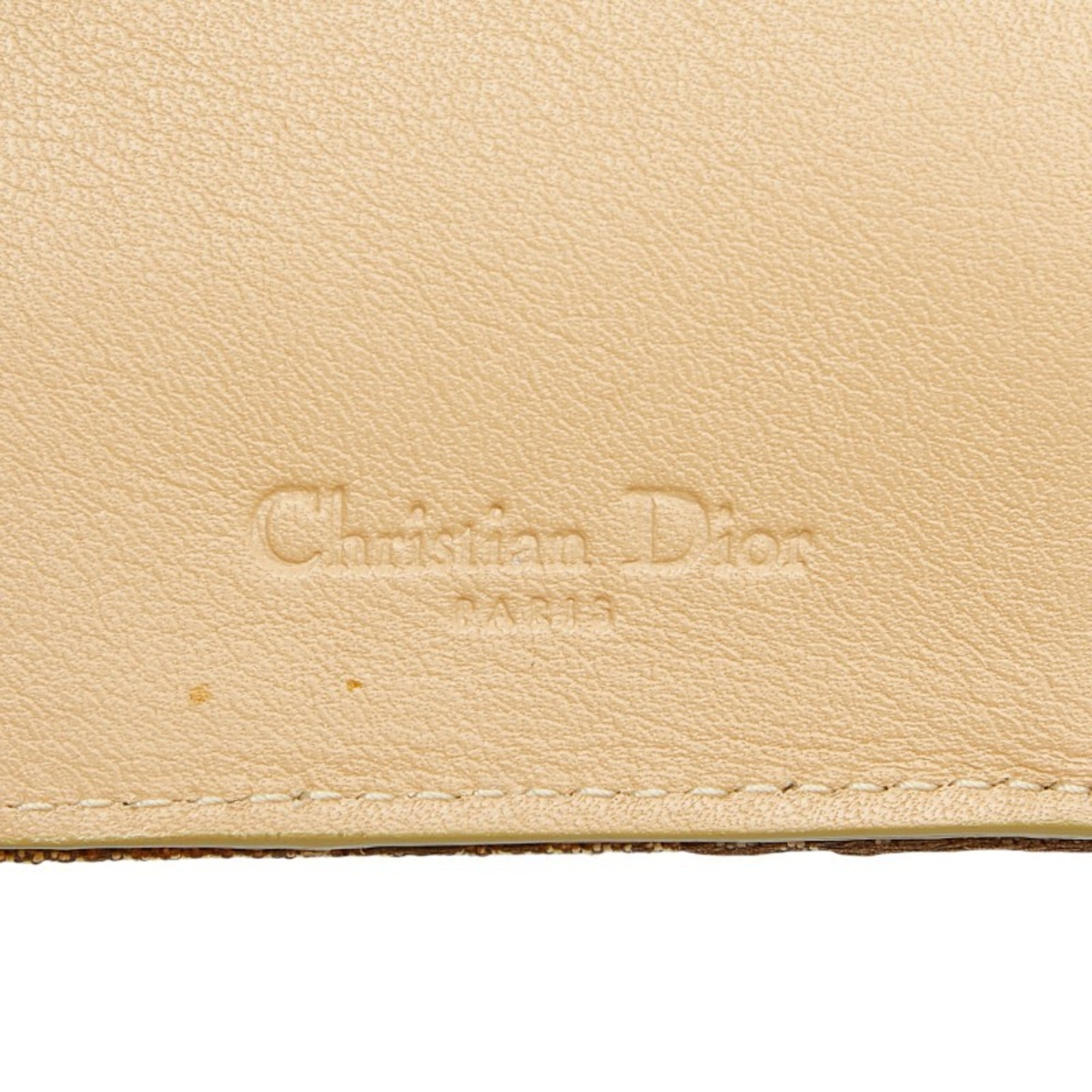 Christian Dior Beige Brown Canvas Leather Long Wallet (Bi-Fold) (Pre-Owned)