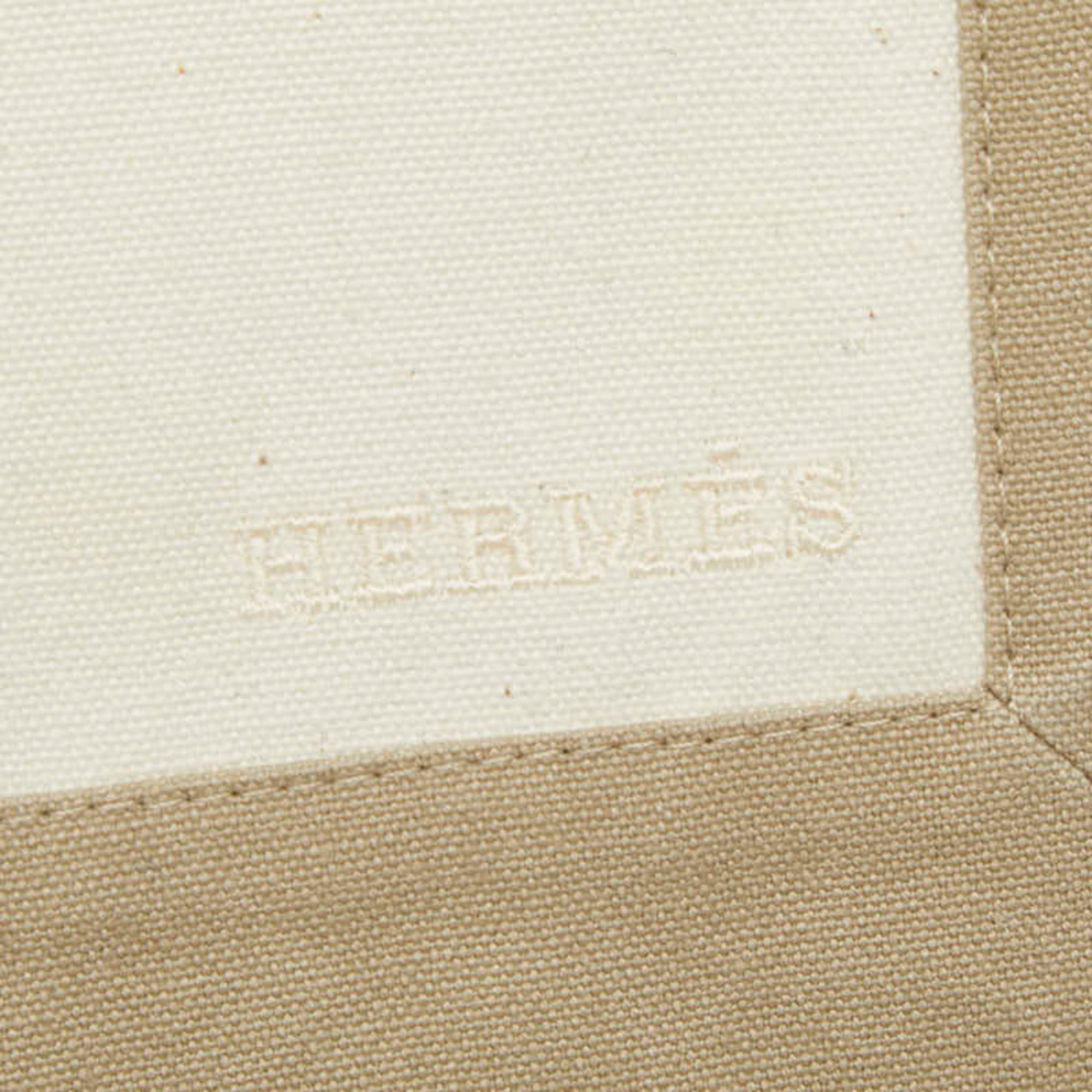 Hermes Beige Ivory Canvas Clutch Bag (Pre-Owned)