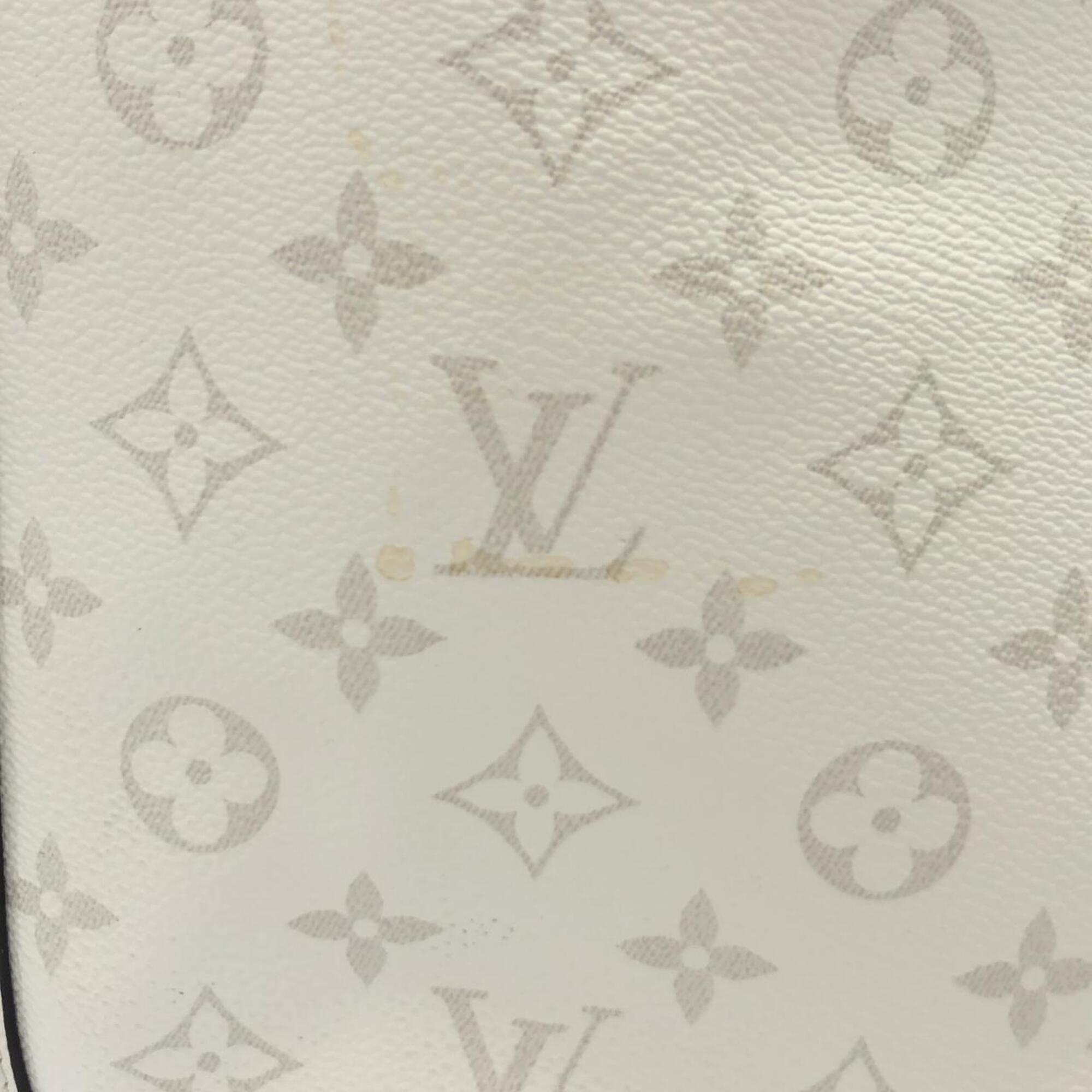 Louis Vuitton White Coated Canvas Leather Handbag Tote Bag (Pre-Owned)