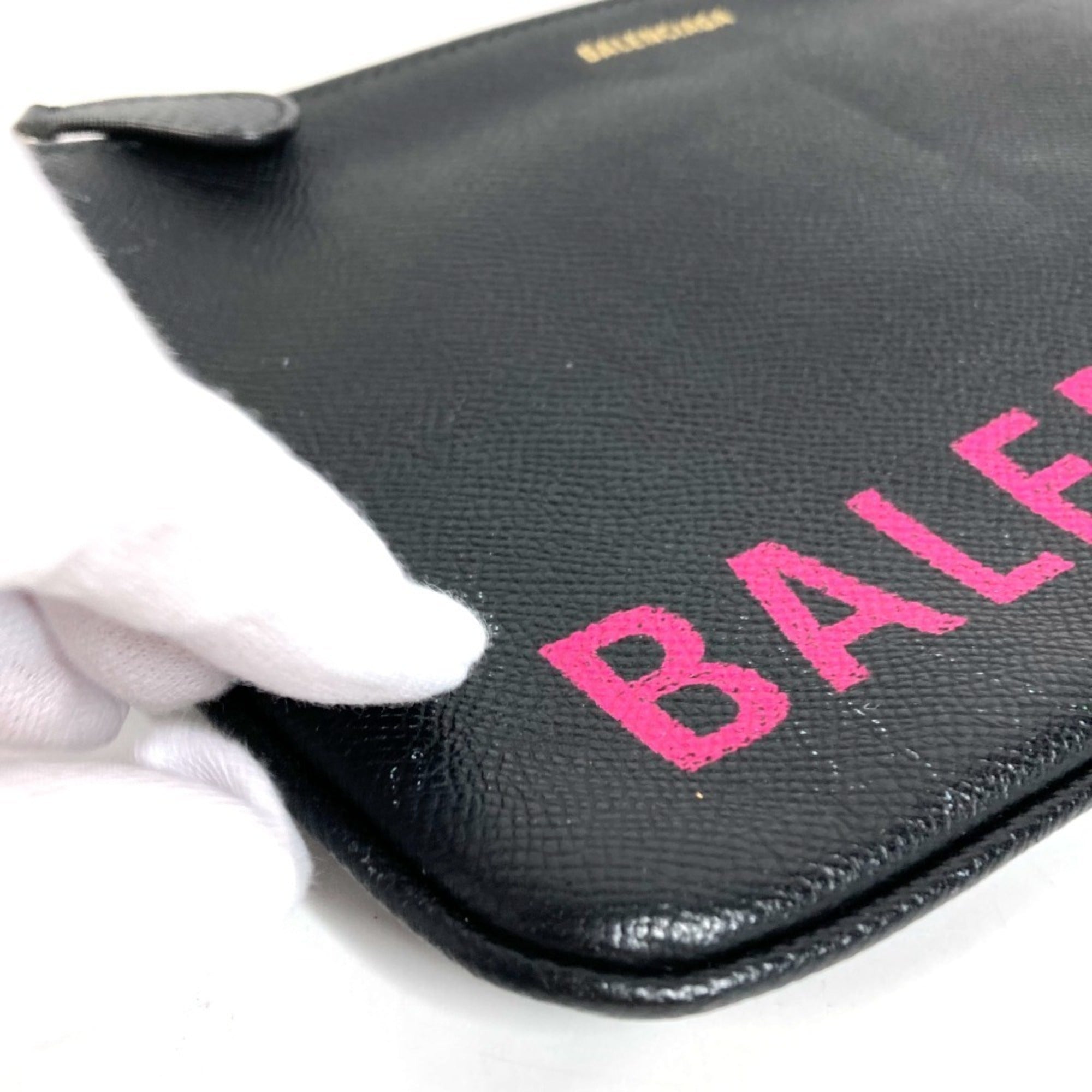 Balenciaga Black Pink Leather Clutch Bag Handbag (Pre-Owned)