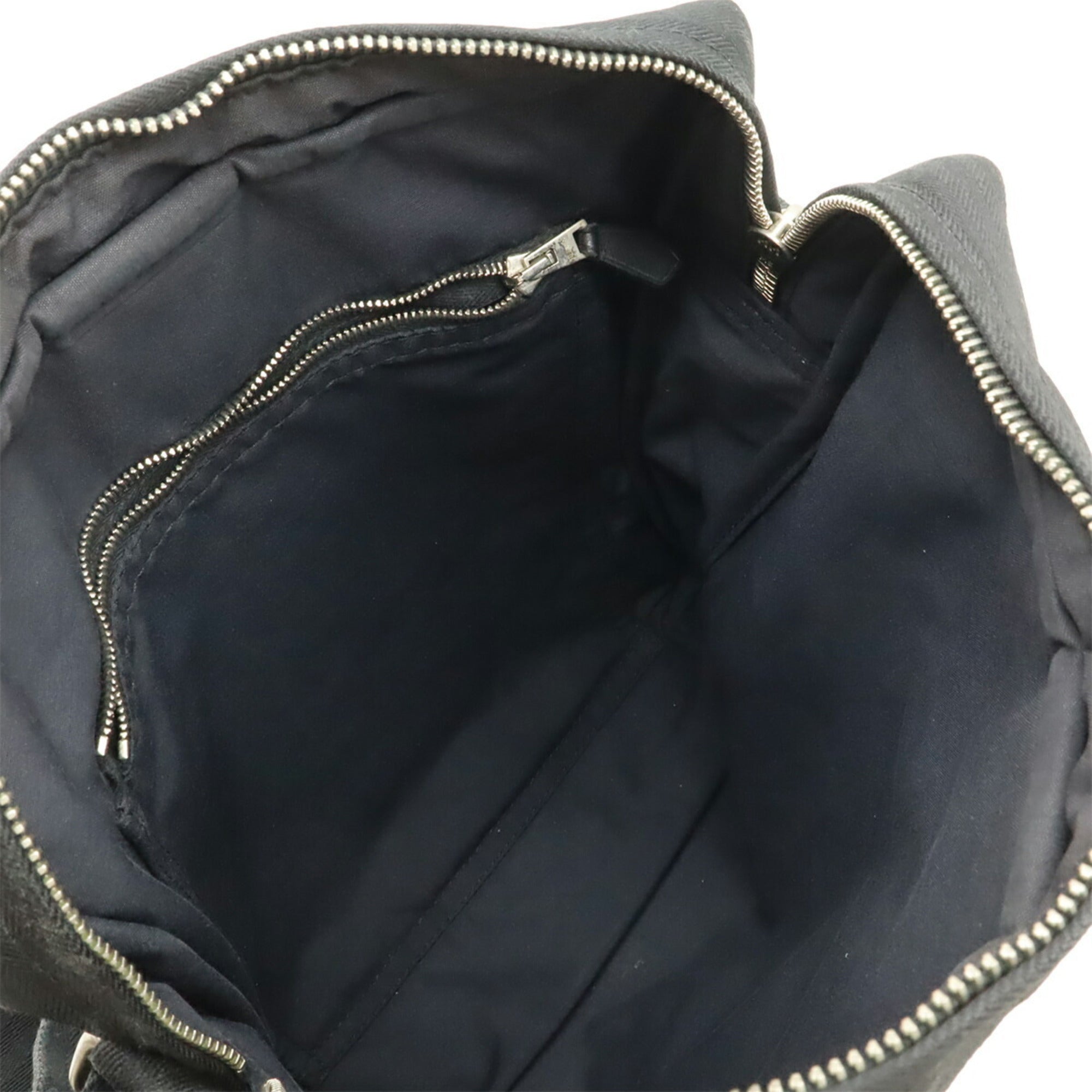 Hermes Acapulco Black Toile Chevron Leather Pochette Shoulder Bag (Pre-Owned)