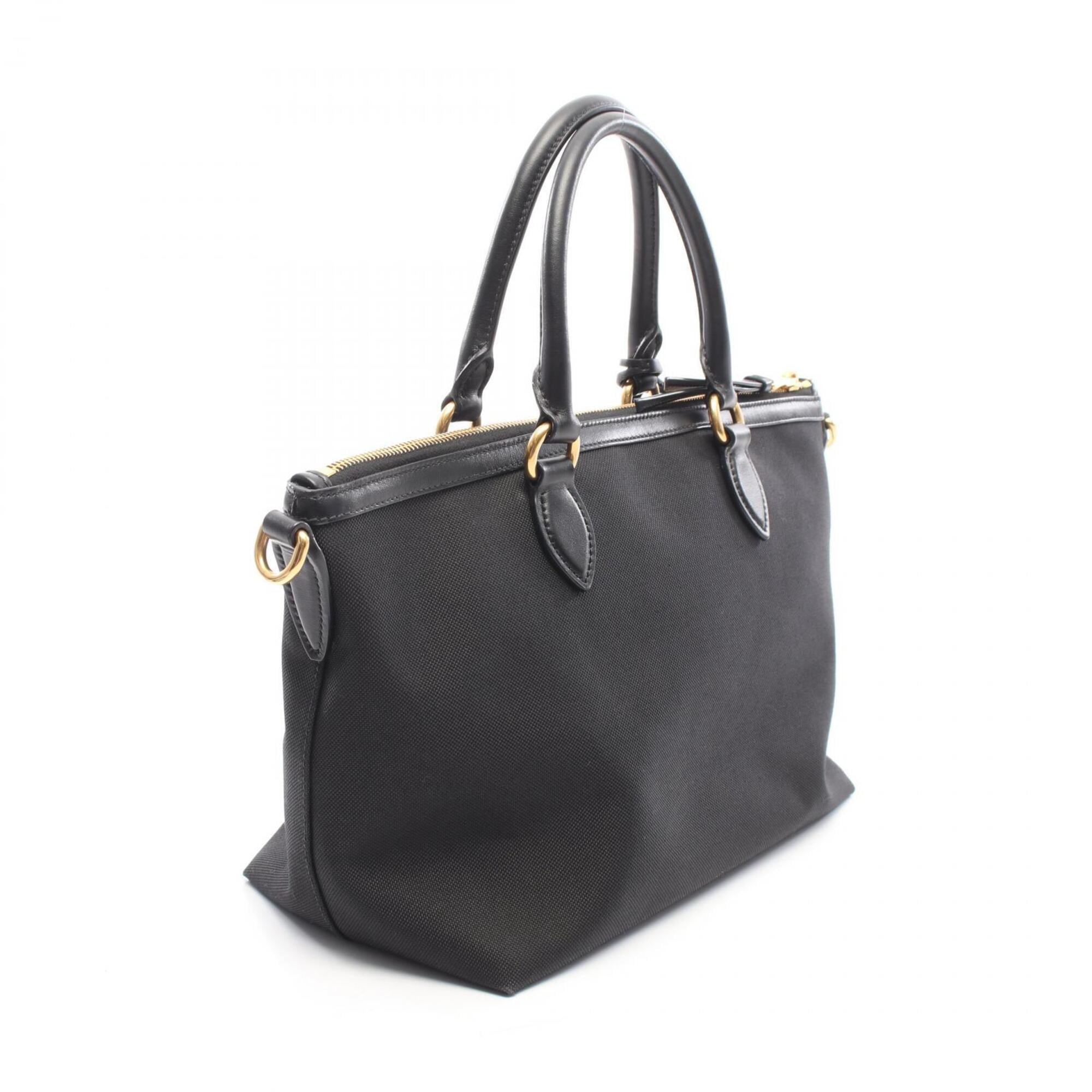 Prada Black Canvas Leather Handbag (Pre-Owned)