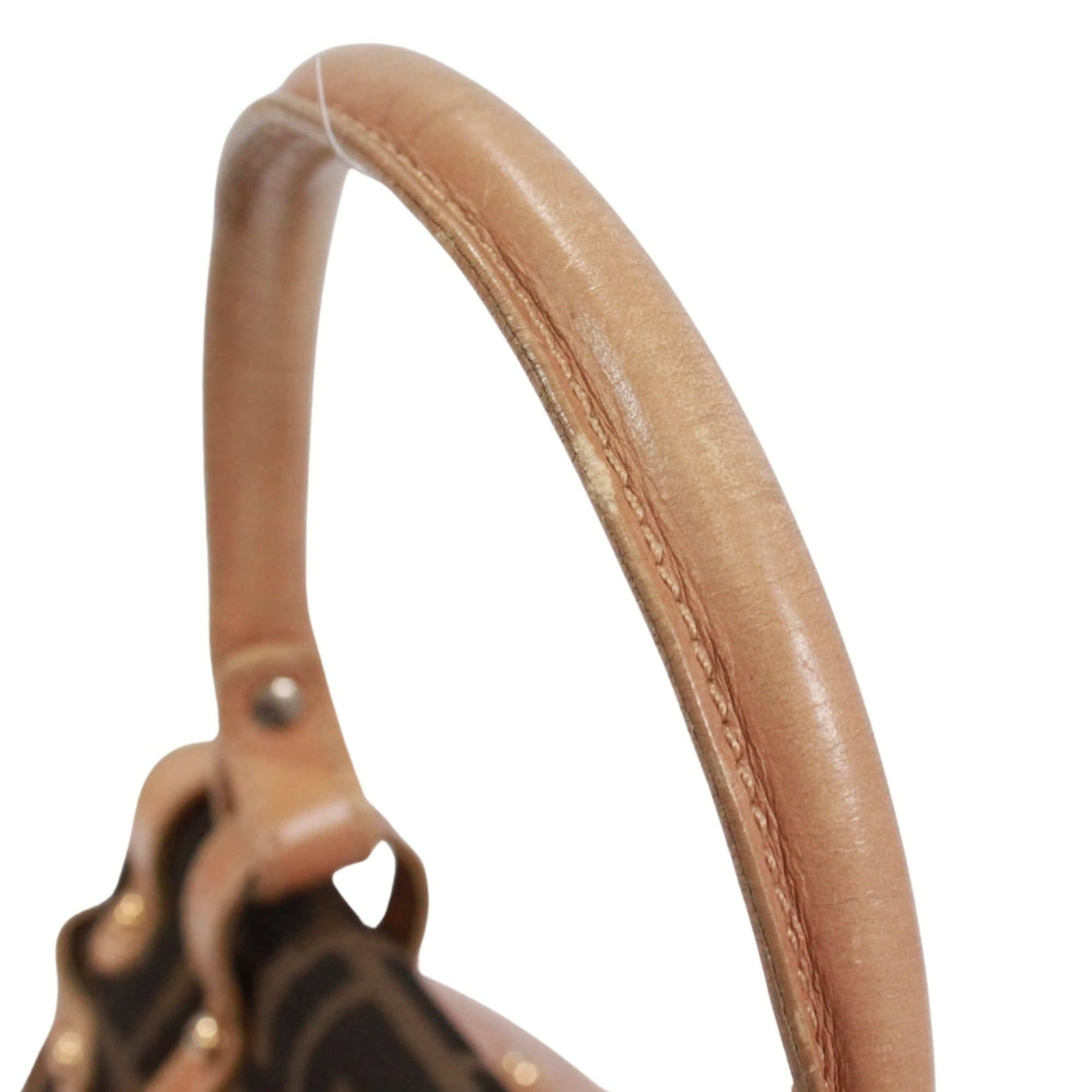 Fendi Beige Brown Canvas Leather Handbag (Pre-Owned)