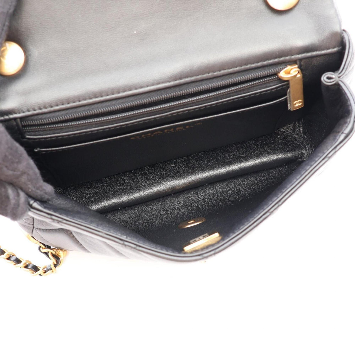 Chanel Black Leather Handbag Shoulder Bag (Pre-Owned)