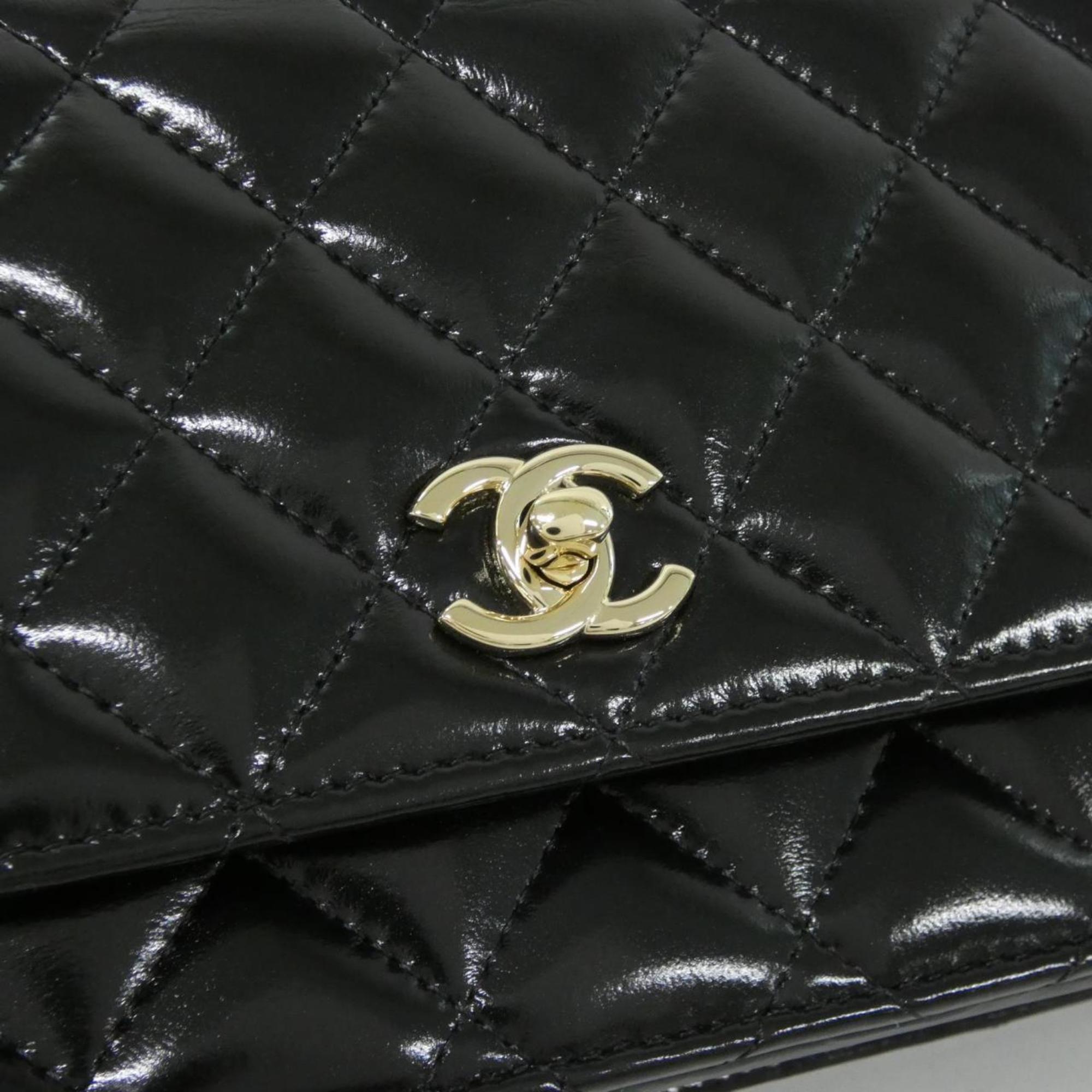 Chanel Black Leather Chain/Shoulder Wallet (Pre-Owned)