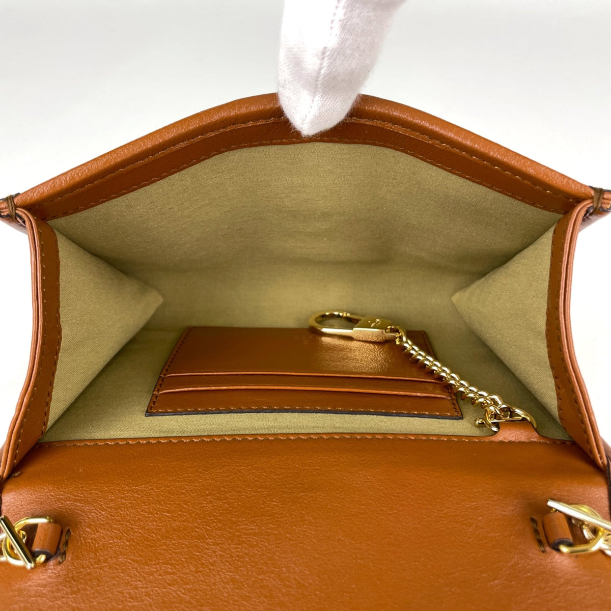 Gucci Beige Brown Canvas Leather Shoulder Bag (Pre-Owned)