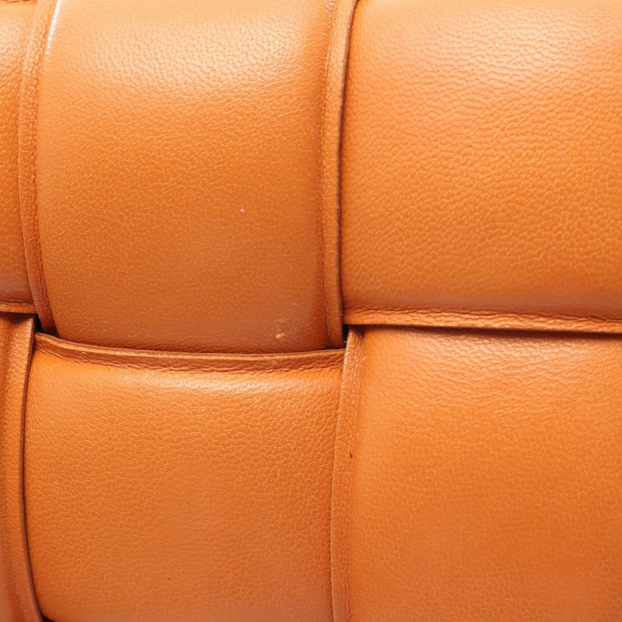 Bottega Veneta Intrecciato Orange Leather Handbag Shoulder Bag (Pre-Owned)