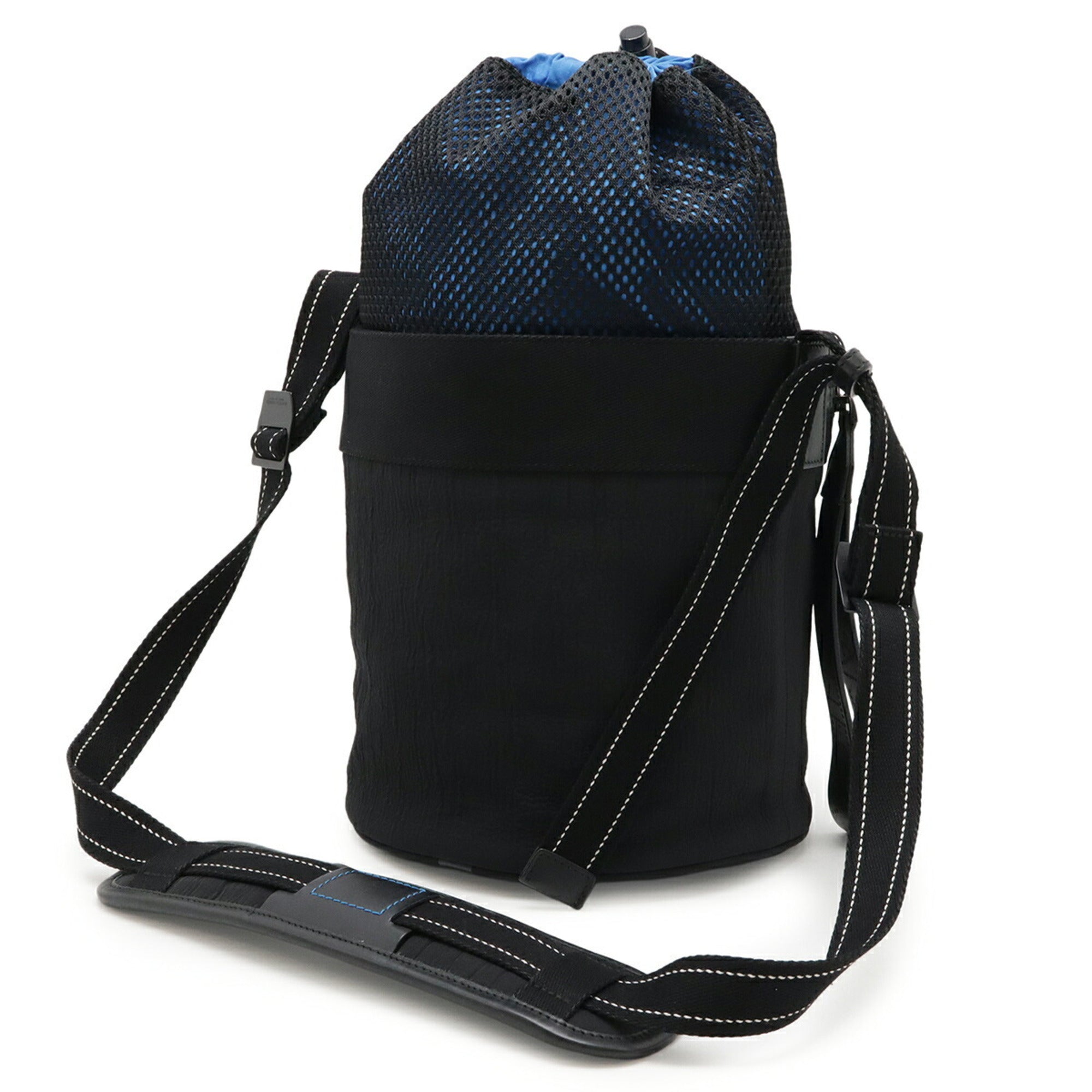 Bottega Veneta Black Blue Nylon Shoulder Bag (Pre-Owned)