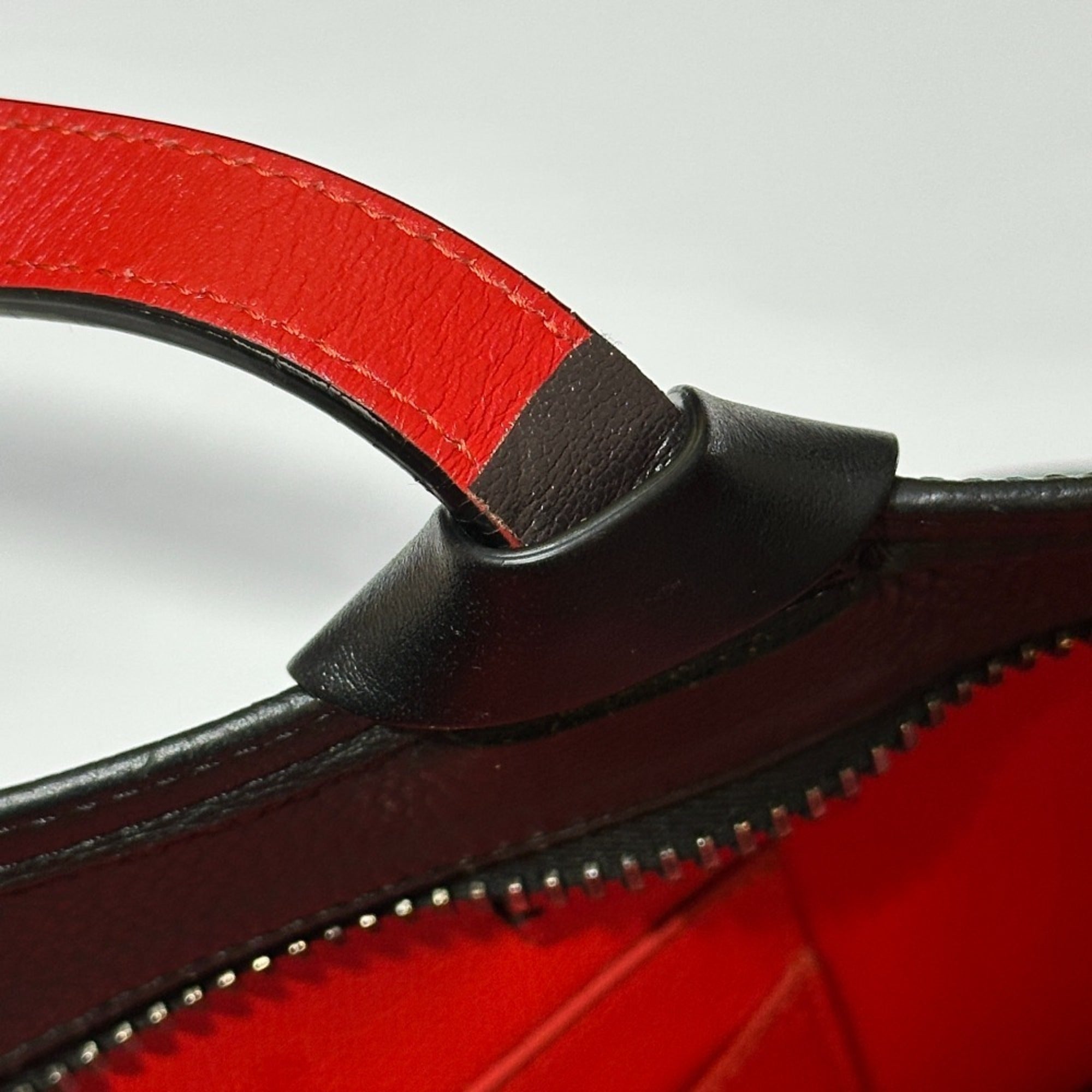 Christian Louboutin Black Red Color Leather Tote Bag (Pre-Owned)
