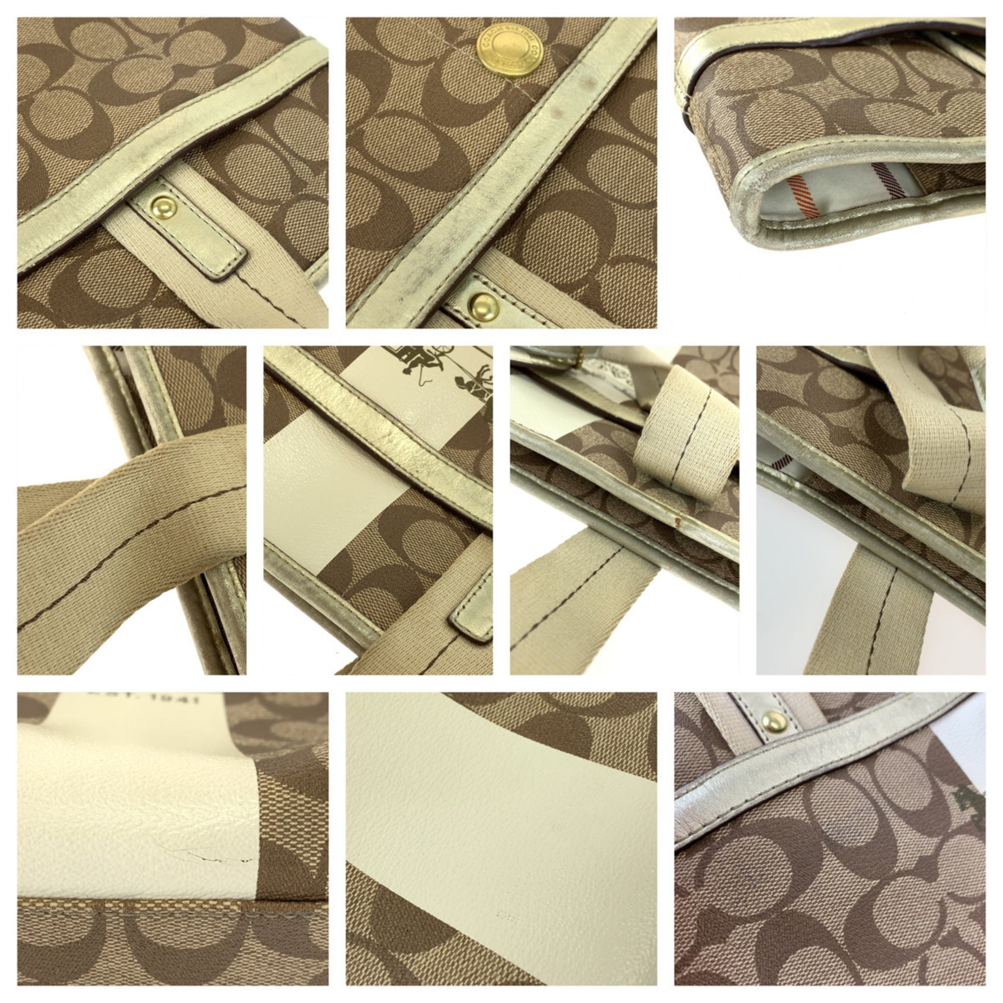 Coach Brown Pvc Shoulder Bag Tote Bag (Pre-Owned)