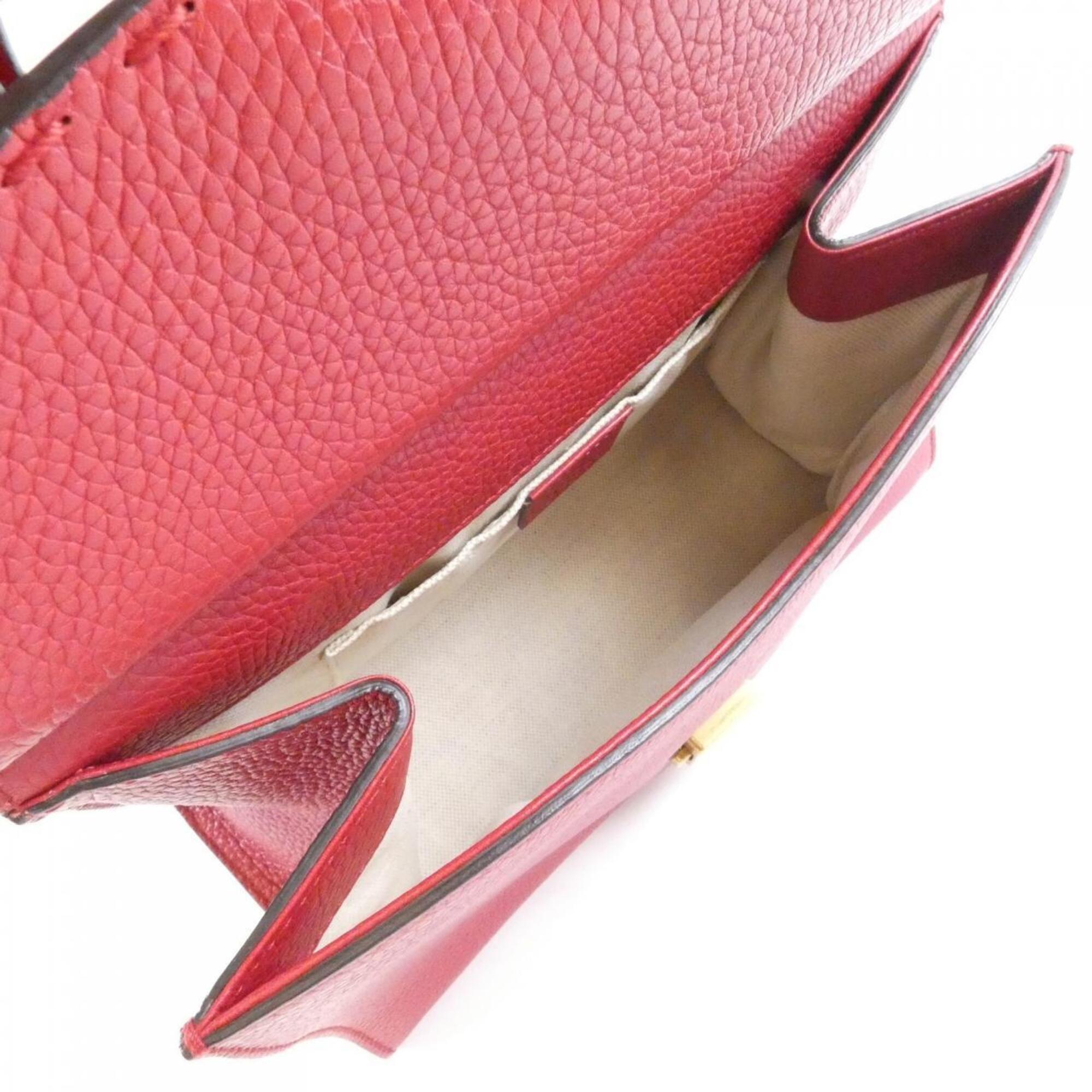 Gucci Red Color Leather Handbag (Pre-Owned)