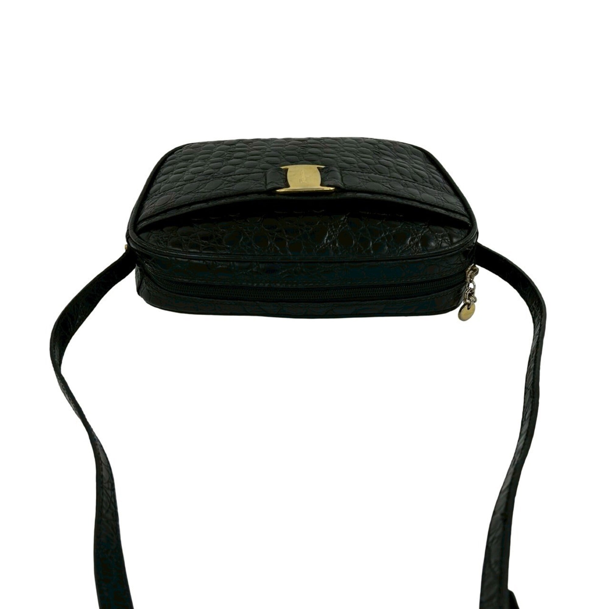 Salvatore Ferragamo Black Leather Pochette Shoulder Bag (Pre-Owned)