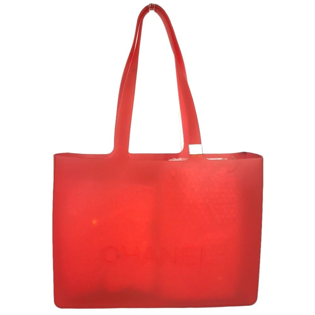 Chanel Red Color Rubber Shoulder Bag Tote Bag (Pre-Owned)