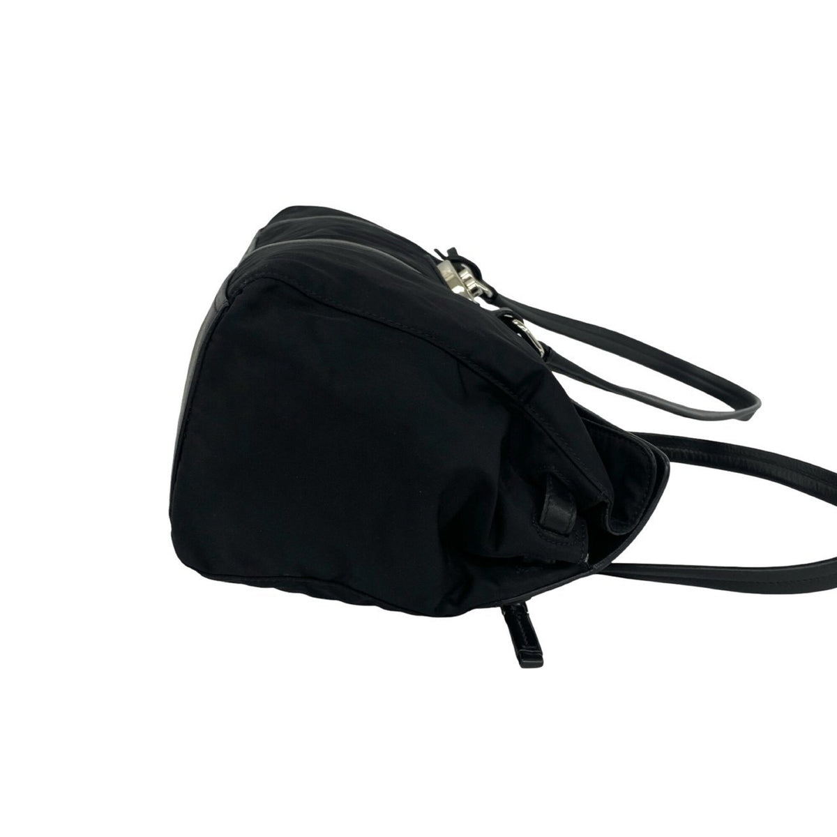 Prada Black Nylon Leather Shoulder Bag Tote Bag (Pre-Owned)