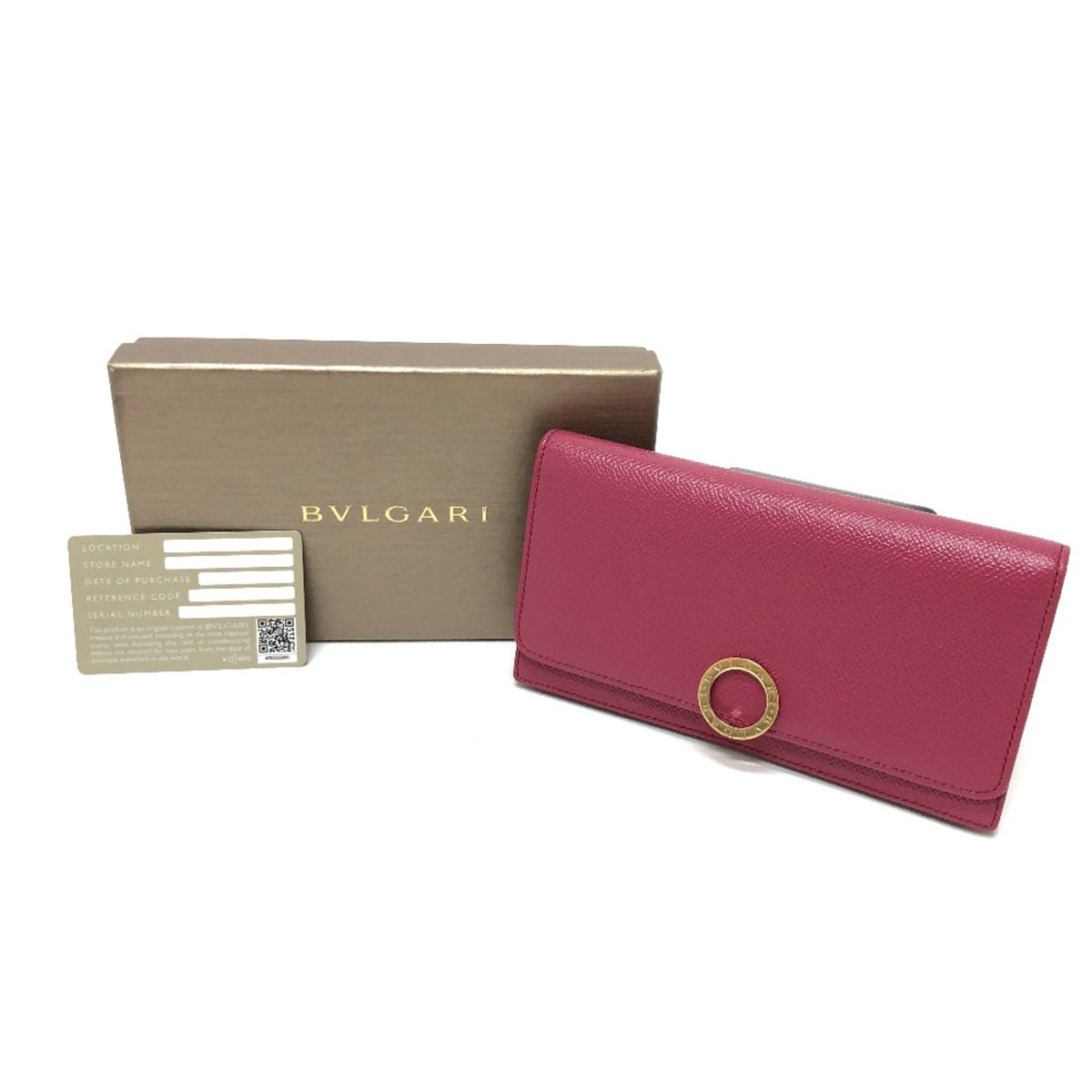 Bvlgari Pink Leather Long Wallet (Bi-Fold) (Pre-Owned)