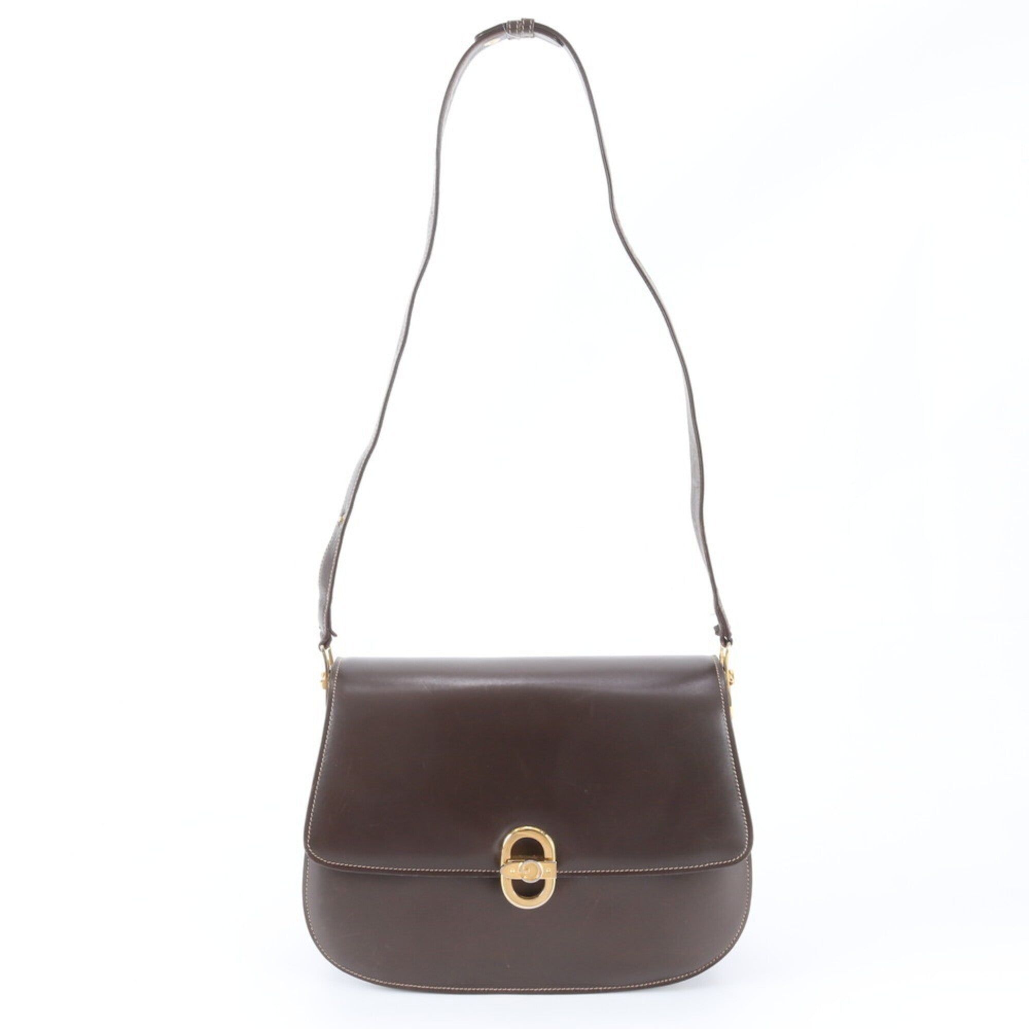 Gucci Dark Brown Leather Handbag Shoulder Bag Tote Bag (Pre-Owned)