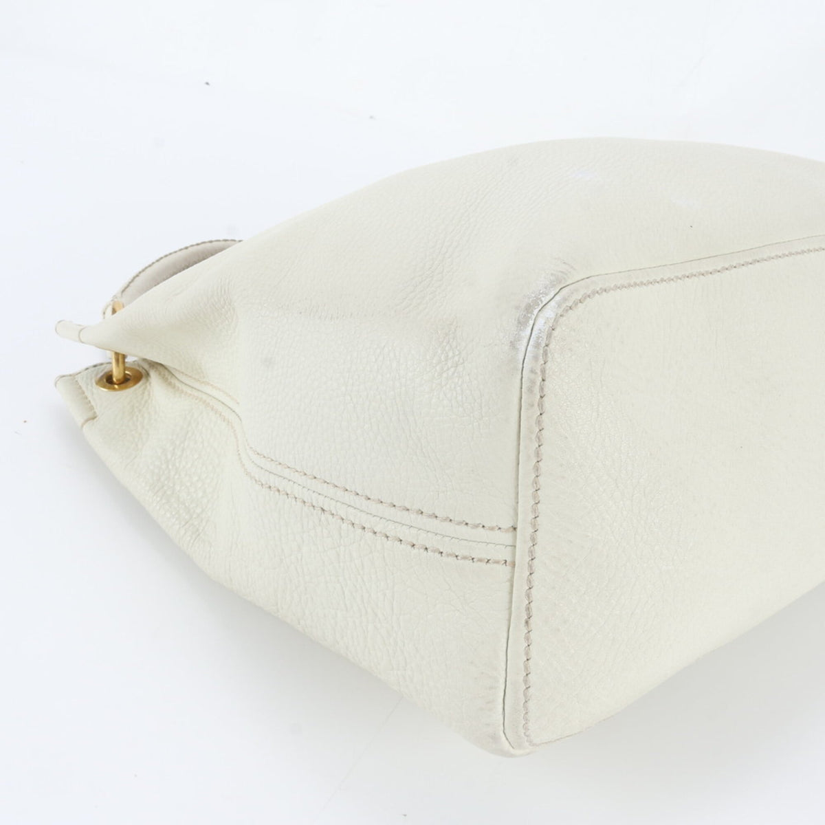 Prada White Leather Handbag Shoulder Bag Tote Bag (Pre-Owned)