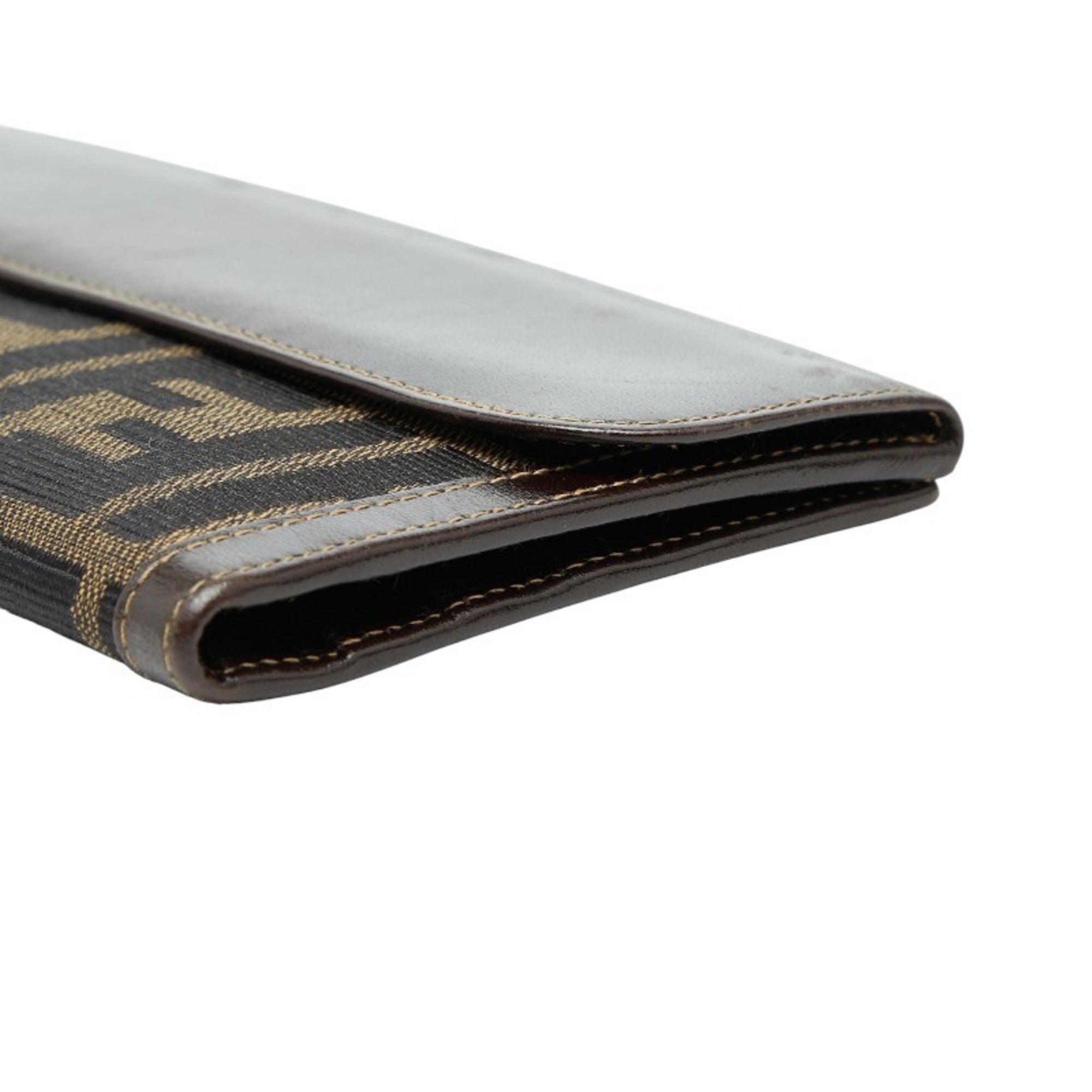 Fendi Brown Canvas Leather Long Wallet (Bi-Fold) (Pre-Owned)