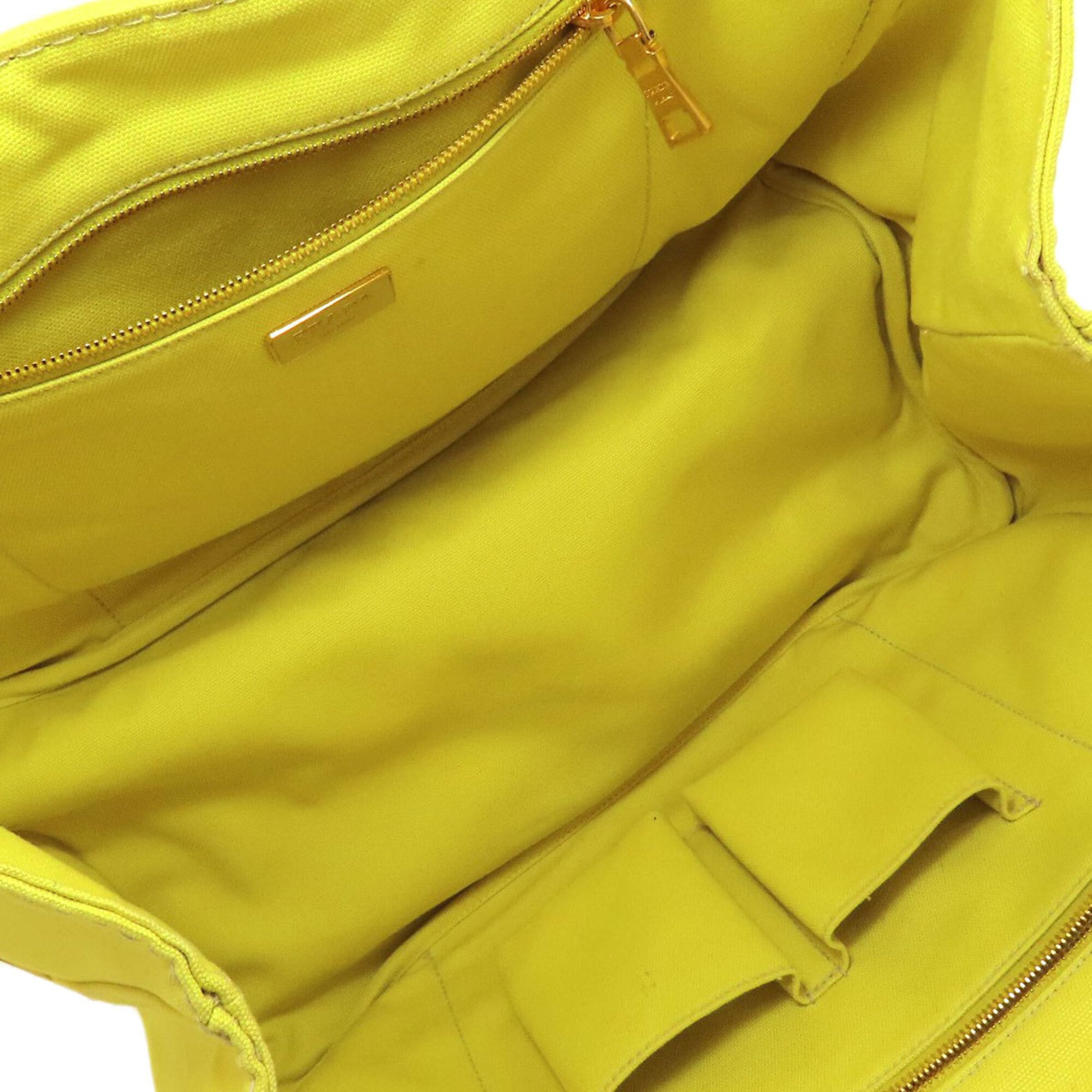 Prada Canapa Yellow Canvas Tote Bag (Pre-Owned)