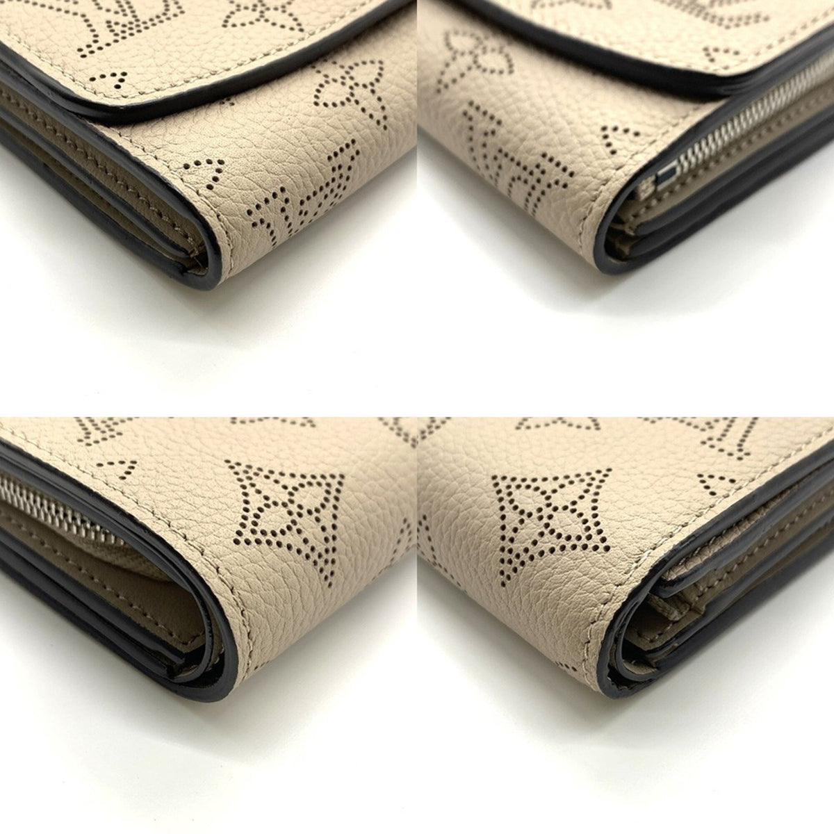 Louis Vuitton Mahina Beige Leather Wallet (Bi-Fold) (Pre-Owned)