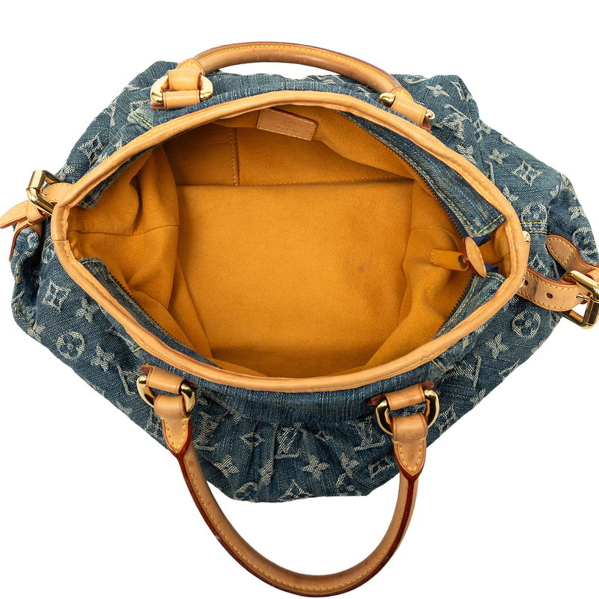Louis Vuitton Blue Denim Leather Handbag Tote Bag (Pre-Owned)