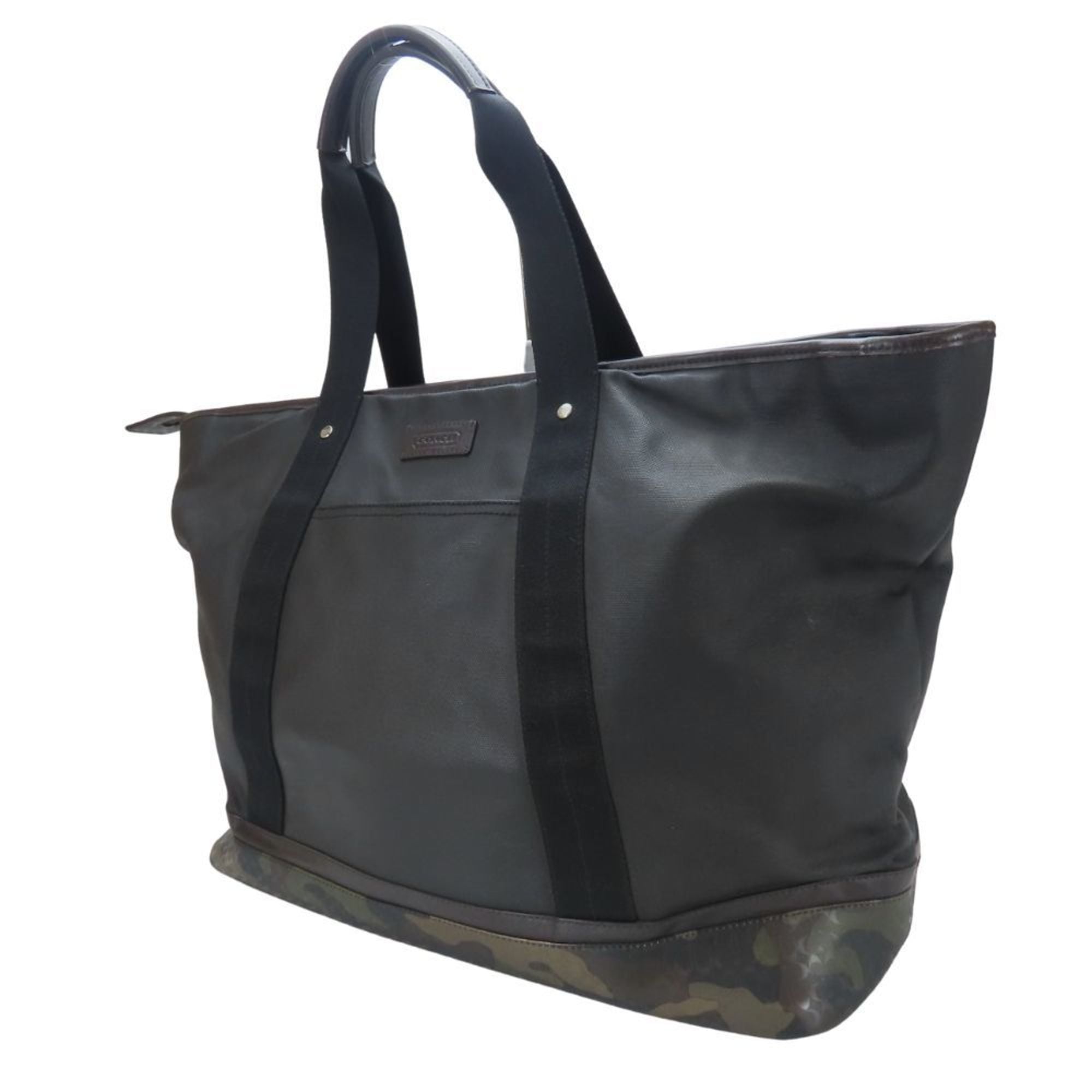 Coach Black Camouflage Green Pvc Coated Canvas Boston Bag Tote Bag (Pre-Owned)