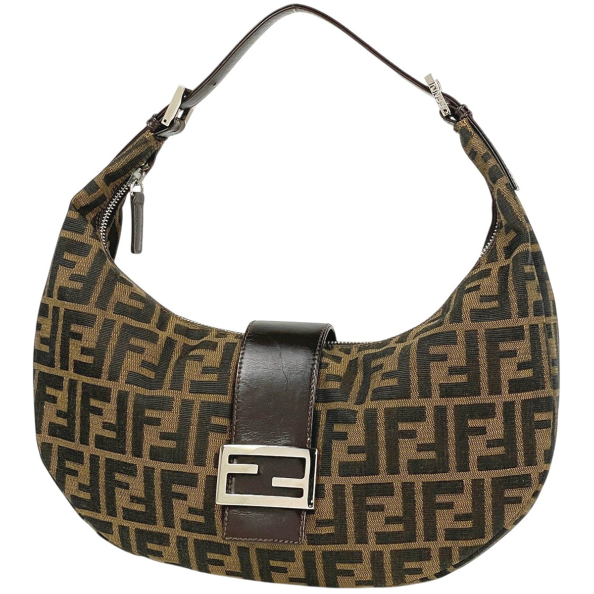 Fendi Brown Canvas Leather Shoulder Bag (Pre-Owned)