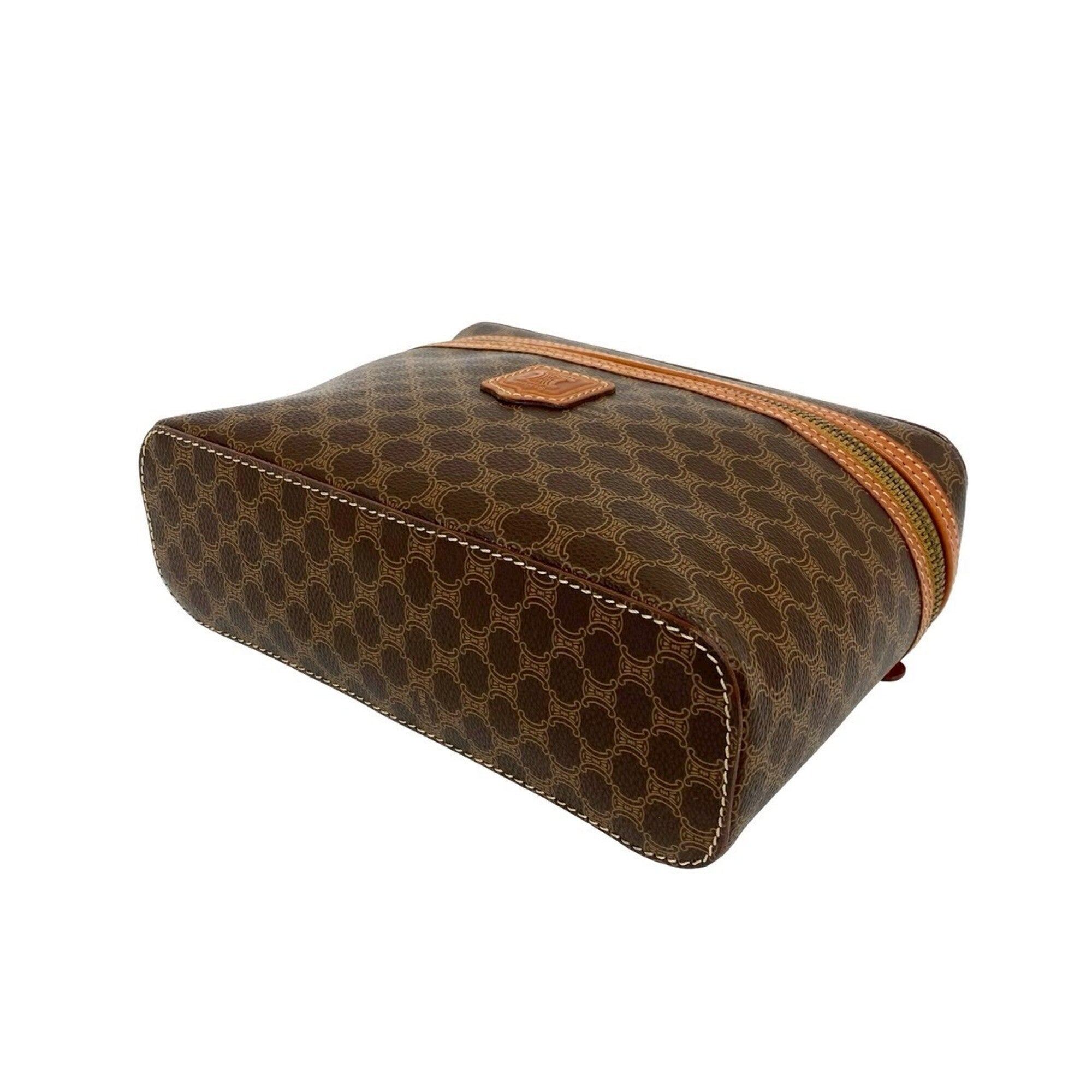 Celine Brown Leather Pvc Handbag Vanity Bag (Pre-Owned)