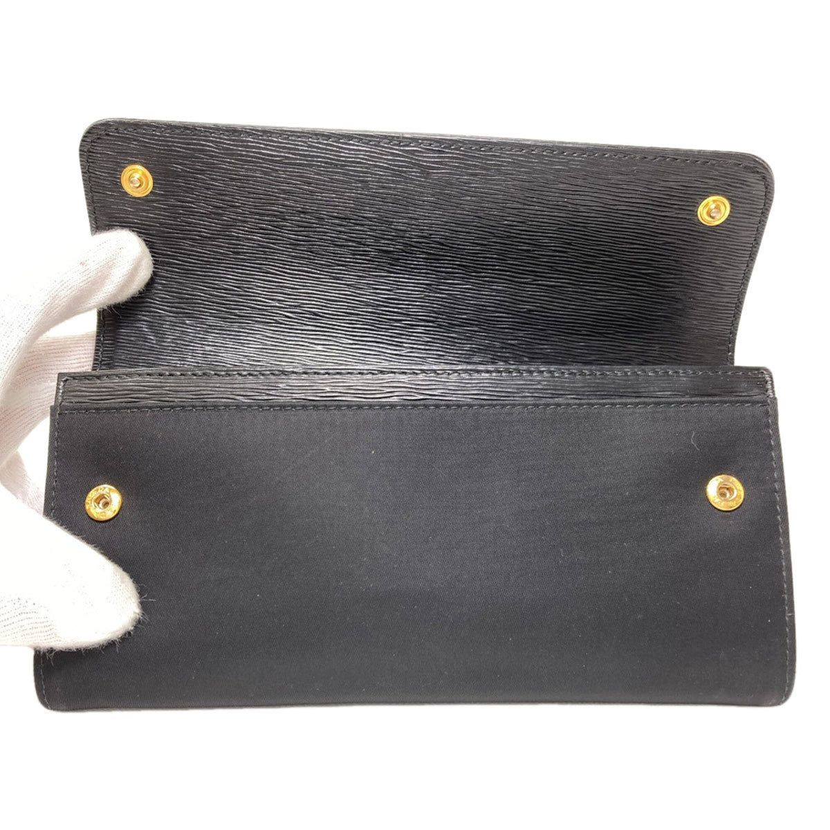 Prada Black Nylon Leather Long Wallet (Bi-Fold) (Pre-Owned)